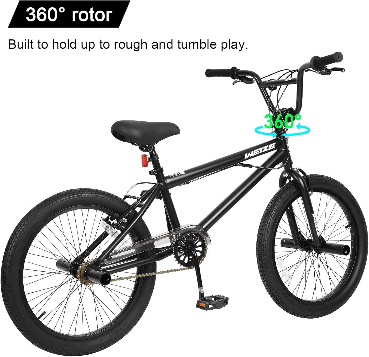 WEIZE Freestyle BMX Bicycle 20 Inch Stunt Bike for Kids and Adults Men and Women High Strength Steel Frame 360 Degree Rotor Freestyle wourant