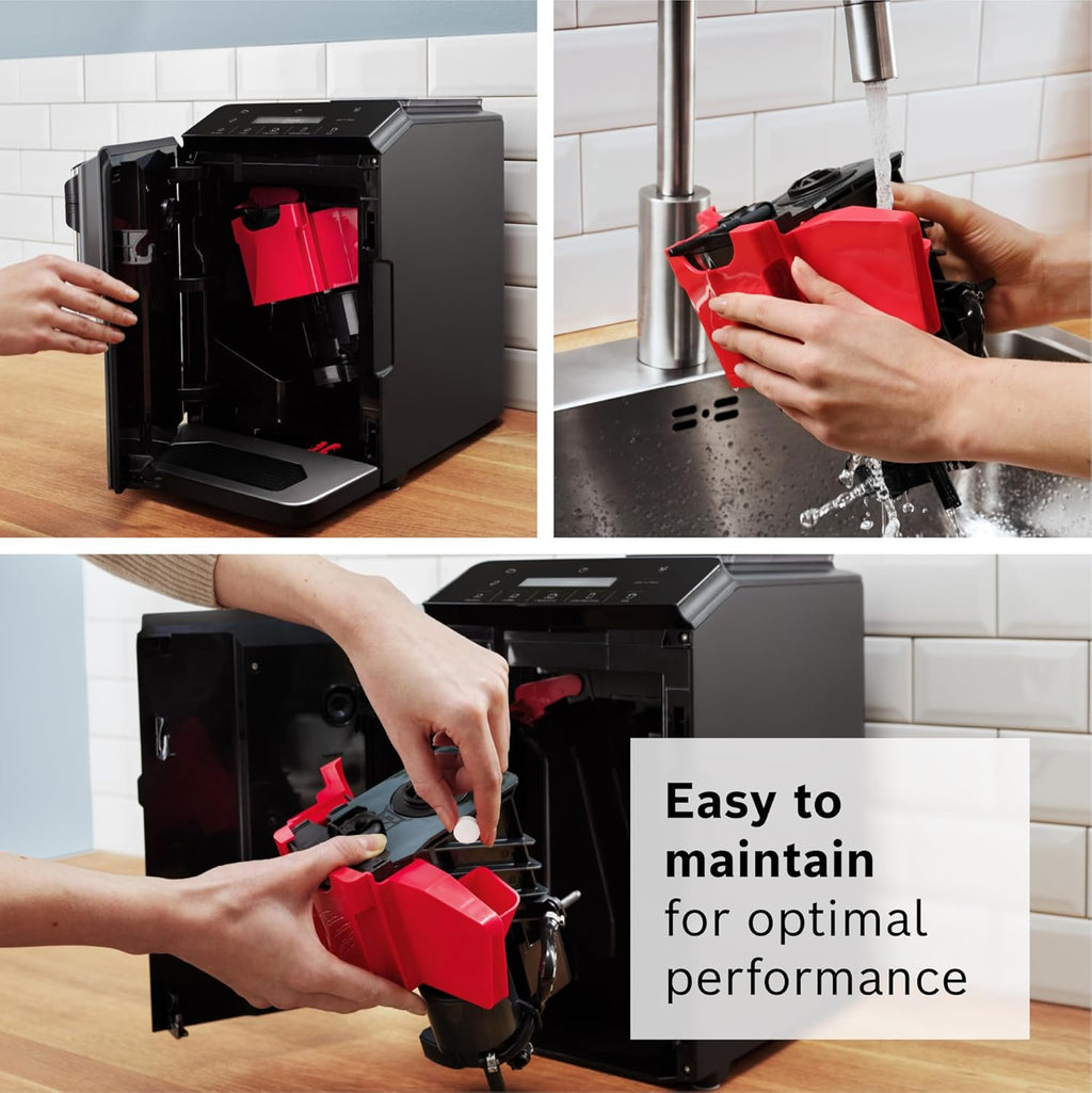 Bosch Fully Automatic Coffee and Espresso Machine - One-Touch Drinks, Barista Style, Double Cup Super Coffee Maker - Large Bean Capacity - Easy Clean, Maintenance - Black - TIU20307 woonhhop