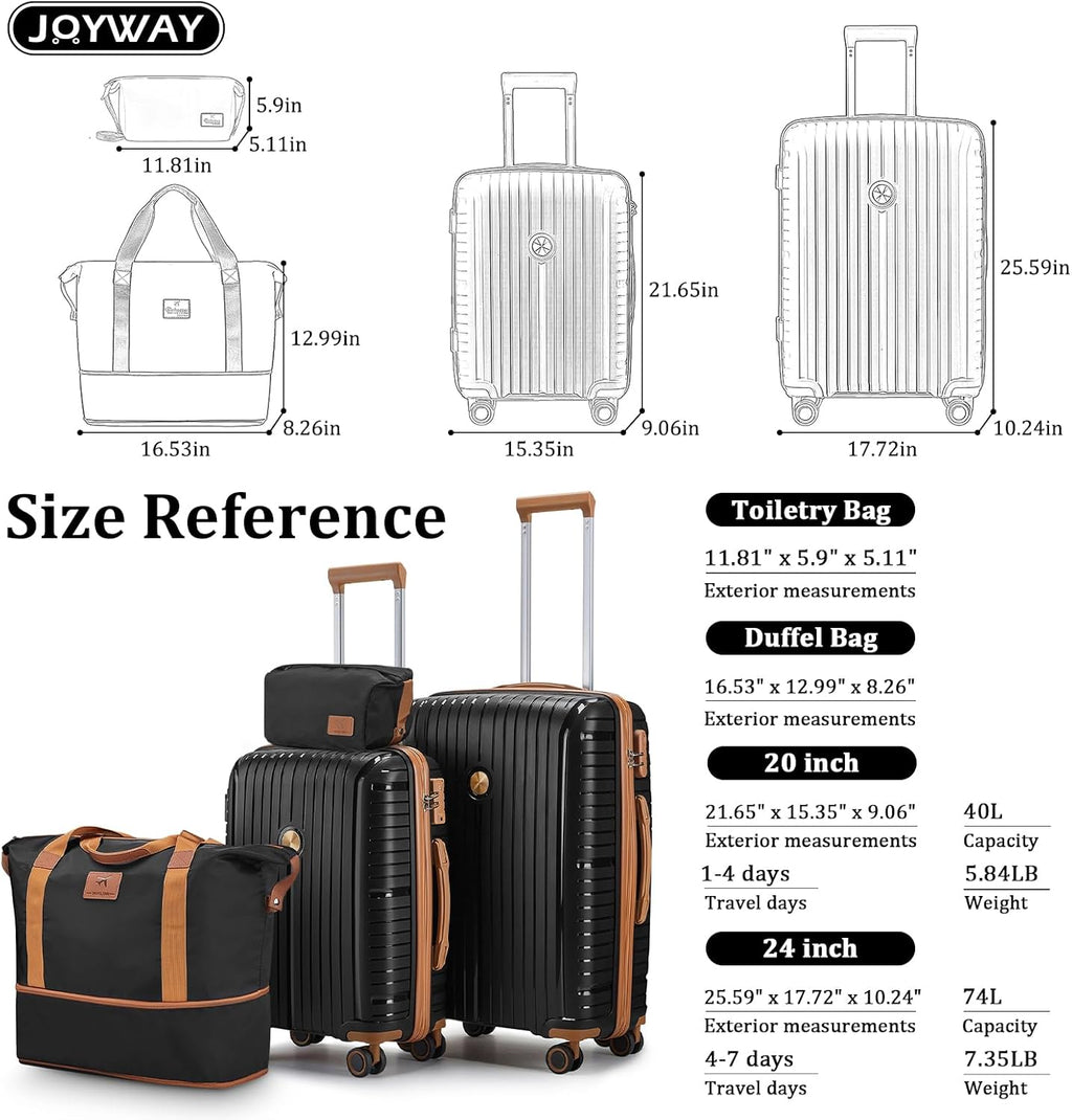5-piece PP hardshell lightweight travel carry-on luggage set with dual spinner wheels and TSA lock wourant