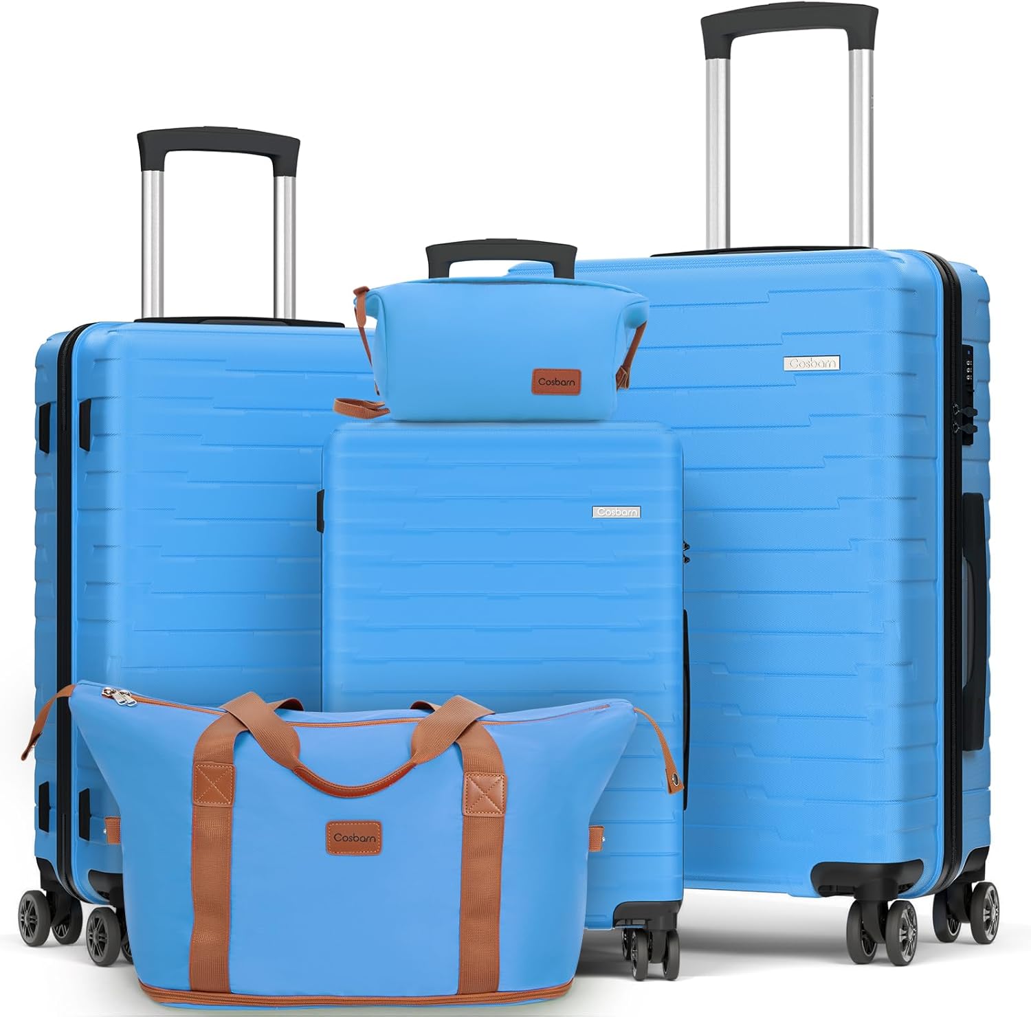 5-piece luggage set with wheels, ABS hardshell suitcase with spinner wheels wourant
