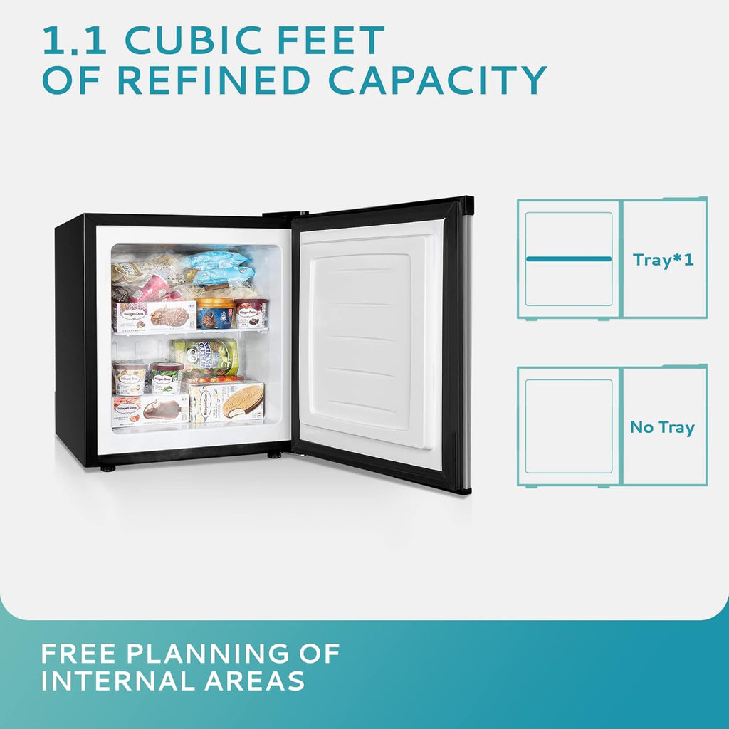 Upright freezer, 3.0Cubic Feet, Single Door Compact Mini Freezer with Reversible Door Small freezer for Home/Dorms/Apartment/Office wourant