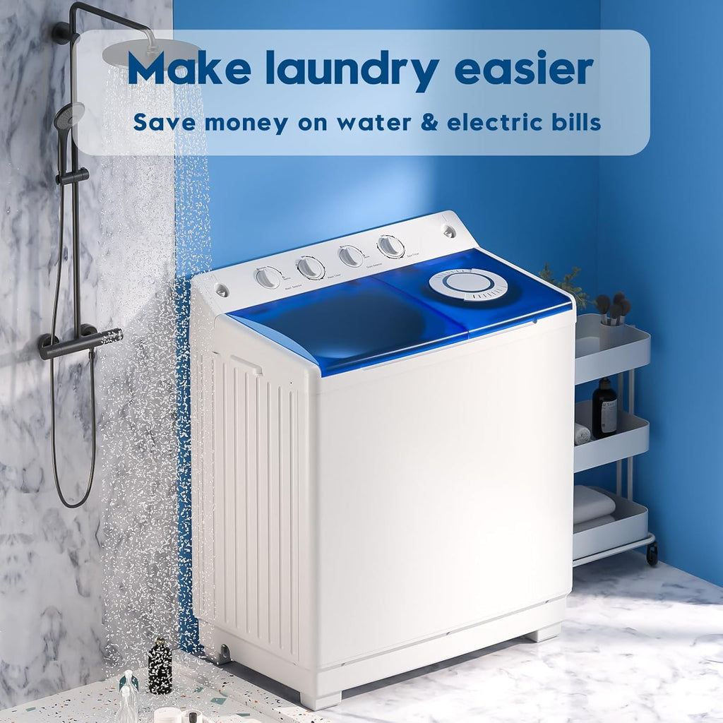 Auertech Portable Washing Machine 28lb Twin Tub Washing Machine Mini Compact Washing Machine with Drain Pump wourant