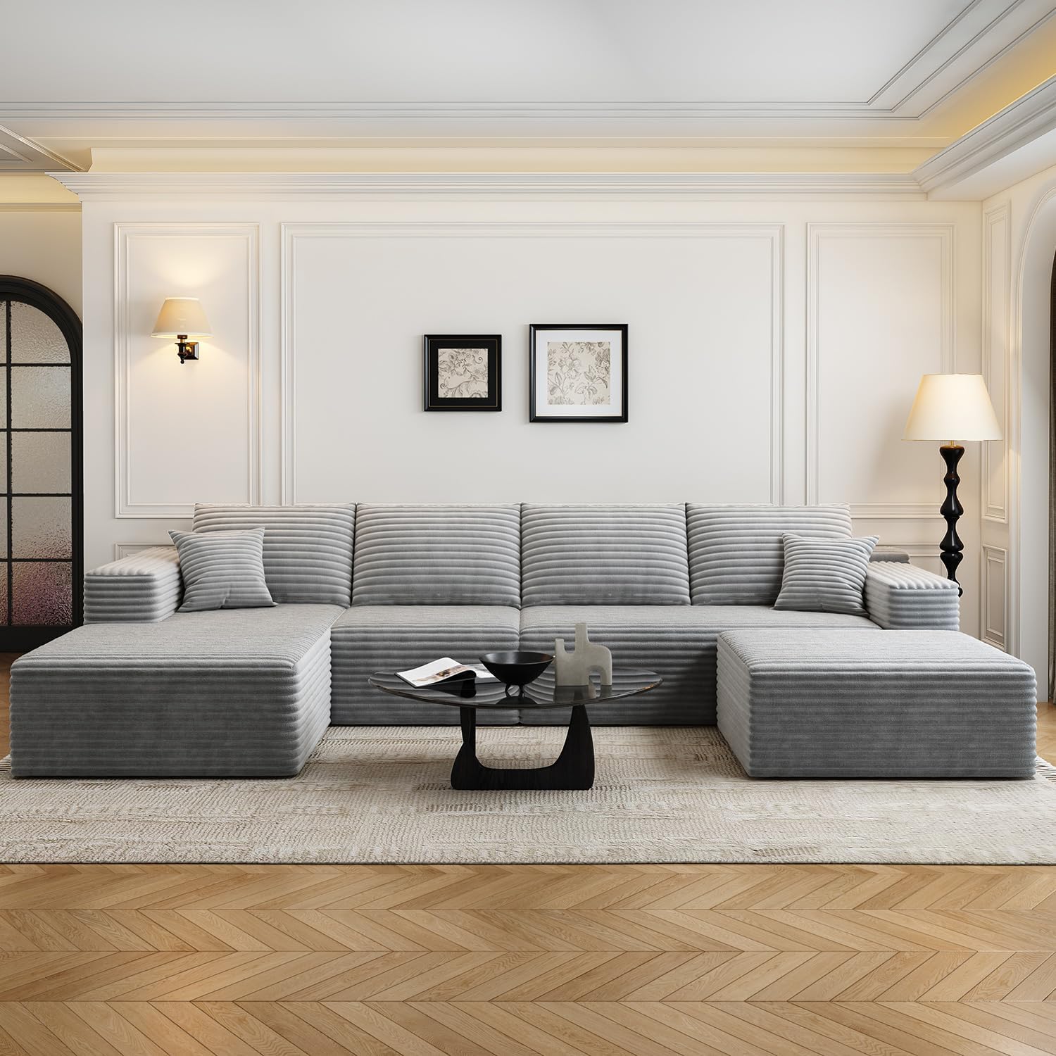 107.5" Cloud Modular Sectional Sofa Couch with L-Shape Chaise,Modern Minimalist Upholstered Couches wourant