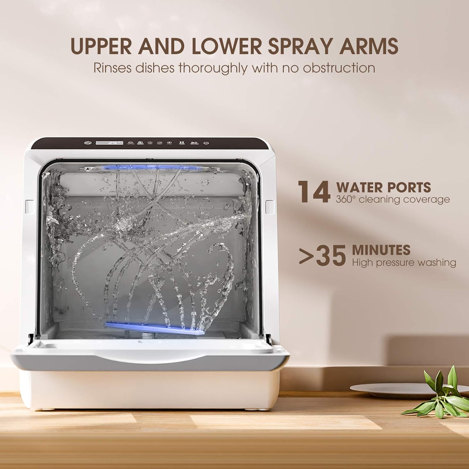 NOVETE Portable Countertop Dishwashers, Compact Dishwashers with 5L Built-in Water Tank & Inlet Hose wourant
