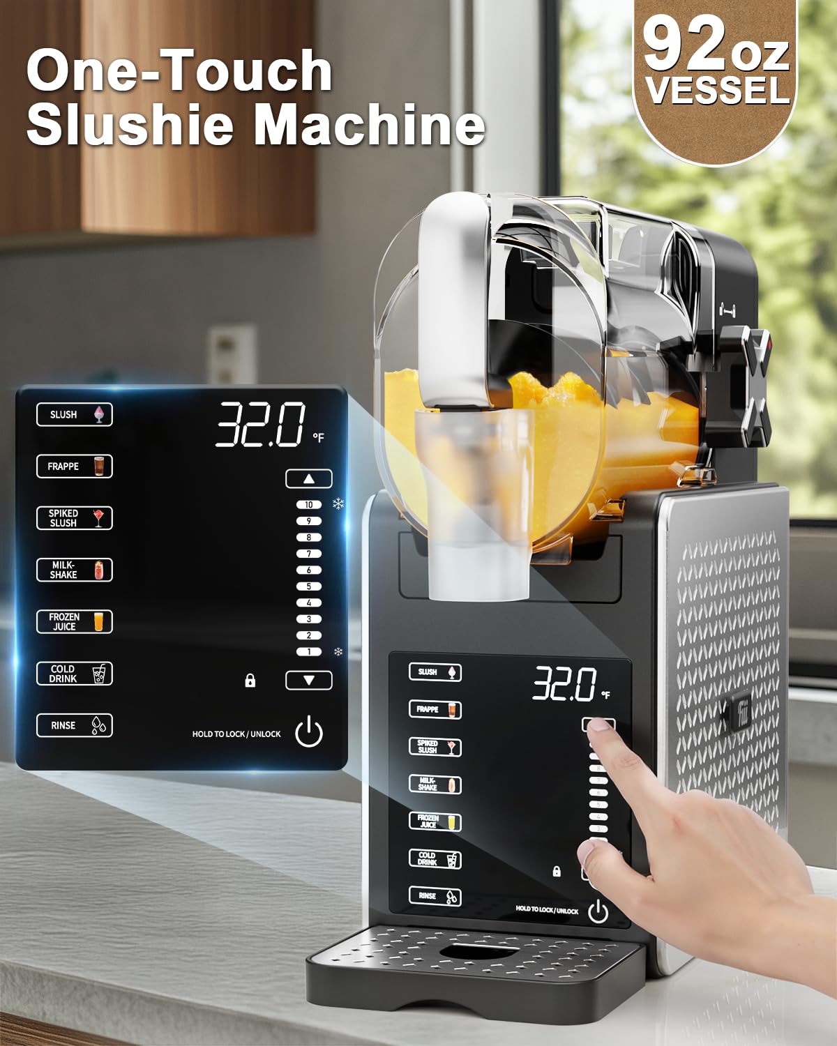 Fiii Slushie Machine 92 oz, Slushy Machine for Home, 6 Preset Programs, Quiet Operation, LED Display, Auto-Clean, No Ice Needed, Perfect for Milkshakes, Margarita Smoothie, Frappes and More wourant