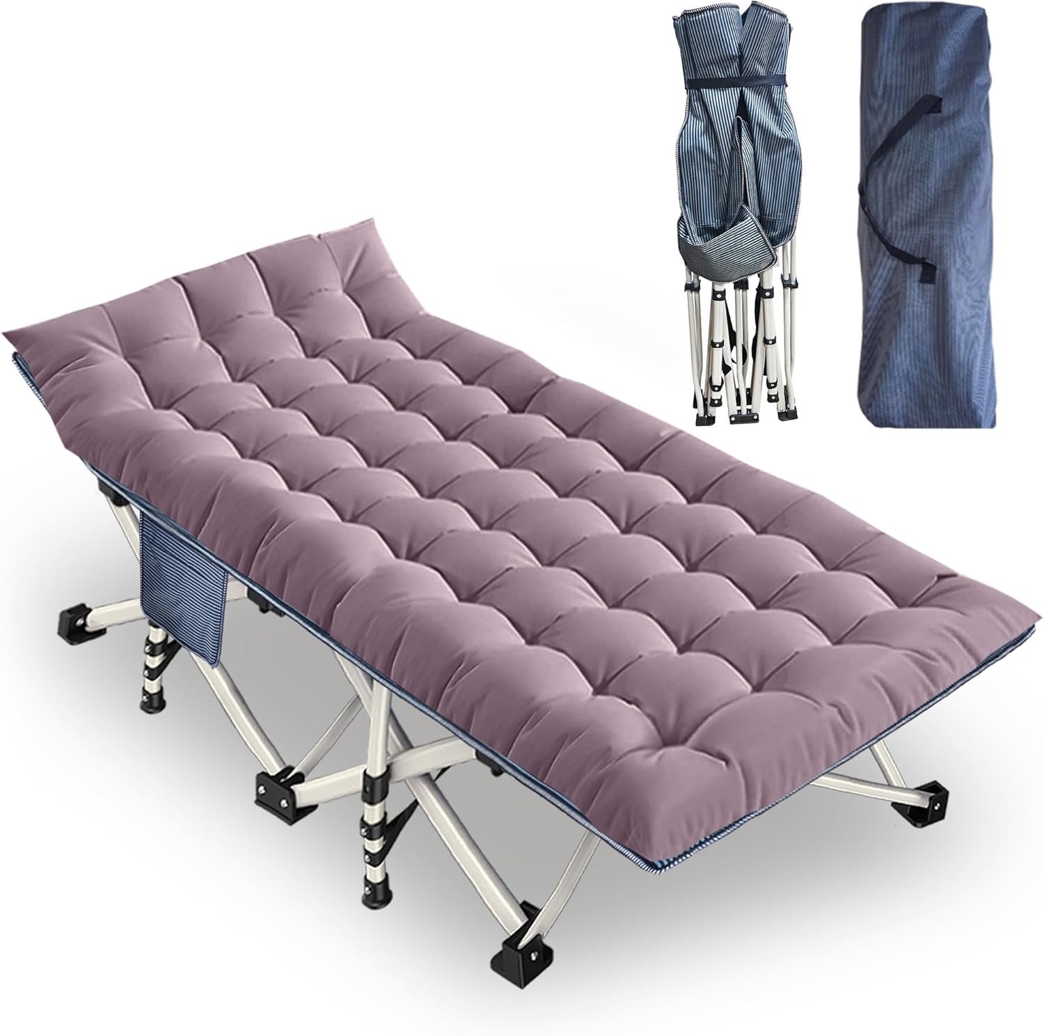 2 Pack Camping Cot with Mattress Comfortable Sleeping Cot Camping Cots for Adults 2 Person Folding Cot Heavy Duty Cots for Sleeping with Carry Bag Outdoor Indoor Home Vacation wourant