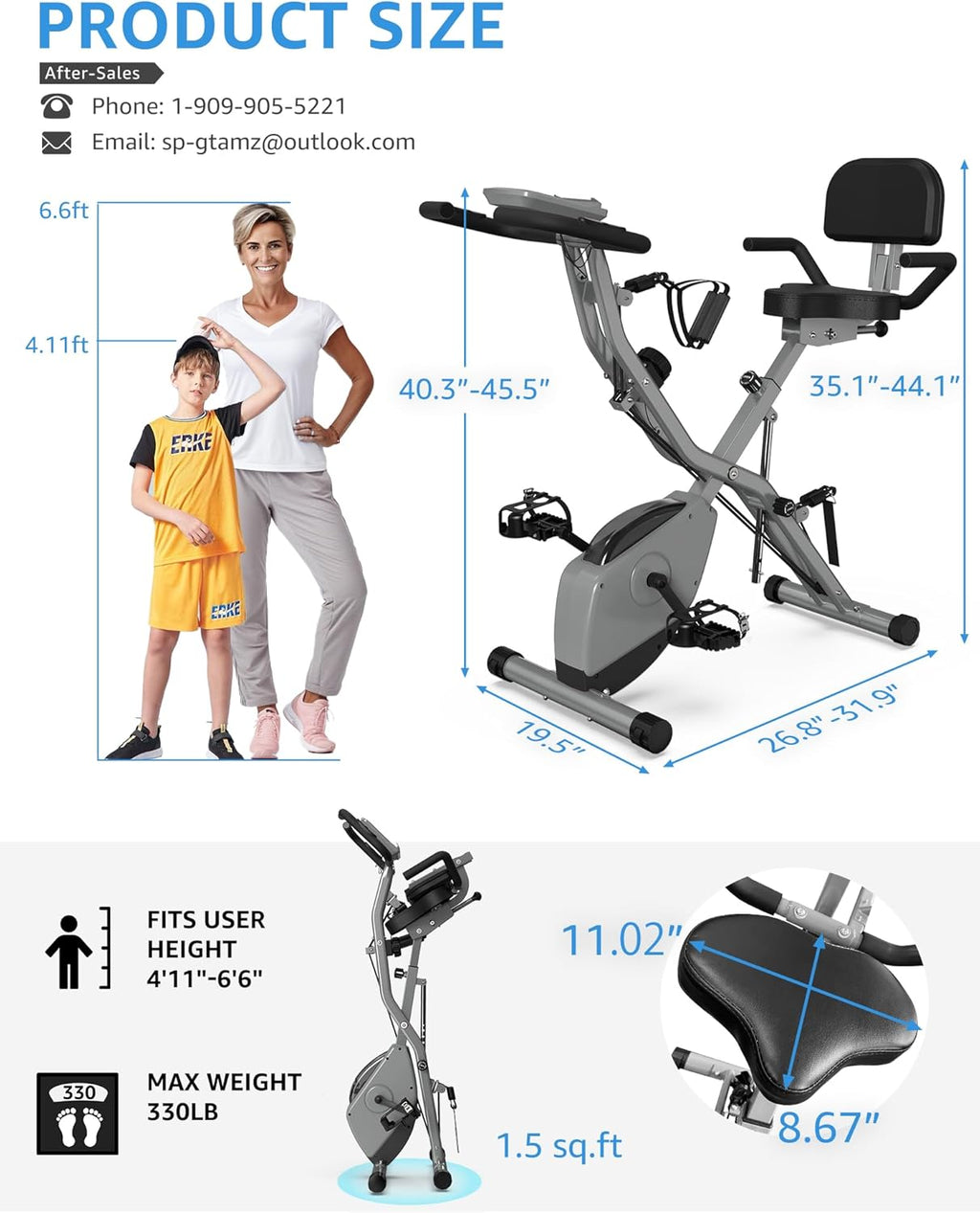 Foldable Exercise Bike Stationary Bikes for Home, 5 IN 1 Indoor Workout Bike, Cycling Bike with 16-Level Quiet Magnetic Resistance, 6.6 LBS Flywheel and 300LBS Capacity, 2025 Designed 817 X-bike wourant