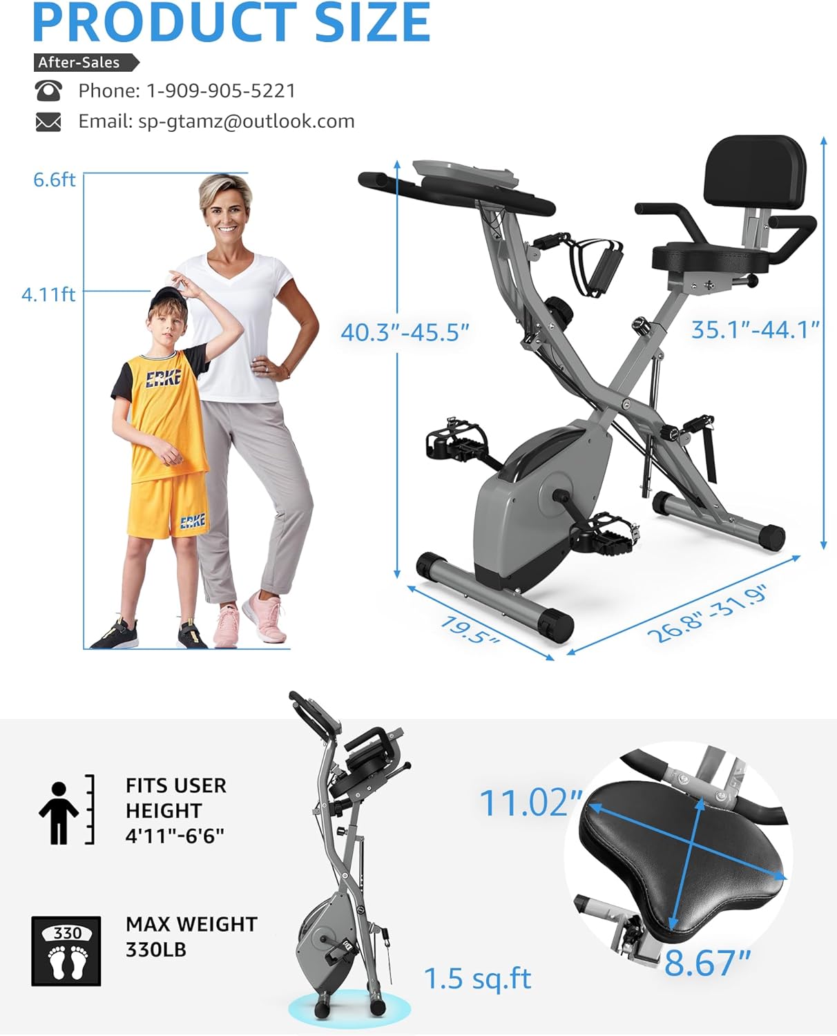 Foldable Exercise Bike Stationary Bikes for Home, 5 IN 1 Indoor Workout Bike, Cycling Bike with 16-Level Quiet Magnetic Resistance, 6.6 LBS Flywheel and 300LBS Capacity, 2025 Designed 817 X-bike wourant