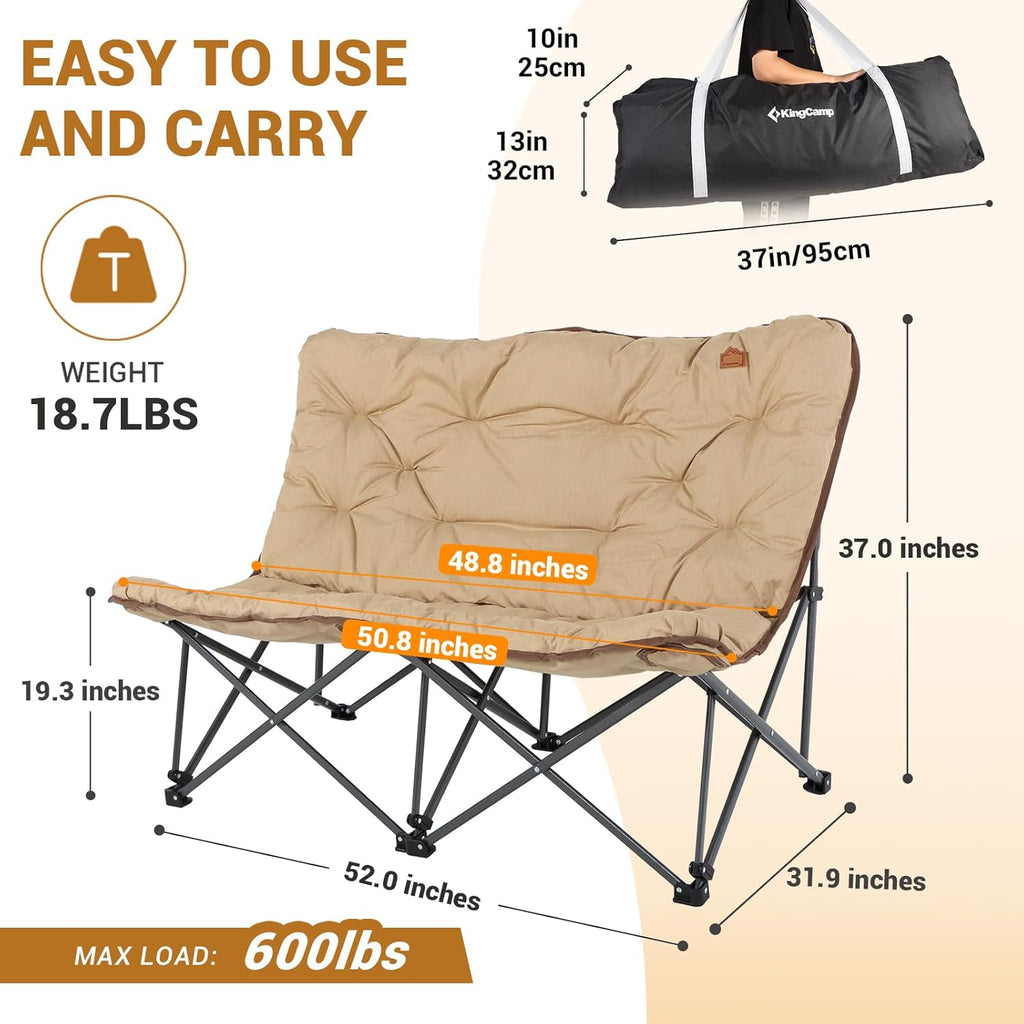 KingCamp Butterfly Chair, Oversized Thick Padded Comfy Camping Chairs Portable Folding Chair 400lbs Heavy Duty Seat with High Backrest & Carry Bag for Outdoor Indoor Patio Lawn Home Living Bed Room wourant