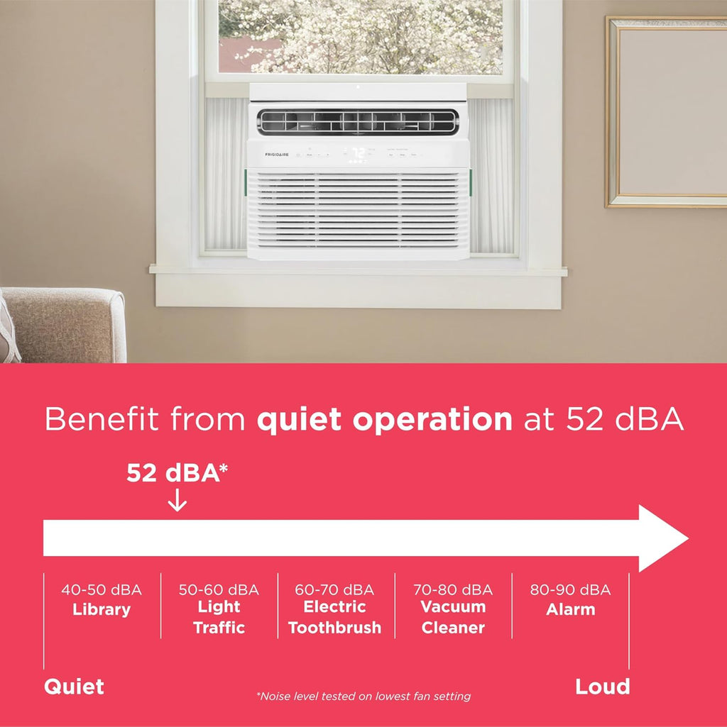 Frigidaire 5,000 BTU Window Air Conditioner with Remote Control, Cools Up to 150 Sq. Ft., Quiet Operation, Eco Mode, 3 Fan Speeds, Auto Restart, White wourant