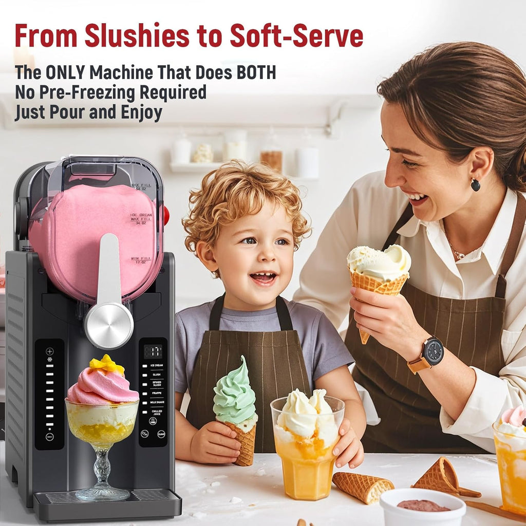 Slushie Machine: No Ice Needed All-in-One Slushy Maker for Home, Real-Time Temp Display, Auto-Clean, 6 Preset | Frozen Margaritas, Cocktails, Frappés, Ice Cream, Smoothies, Milkshakes,Summer Parties wourant