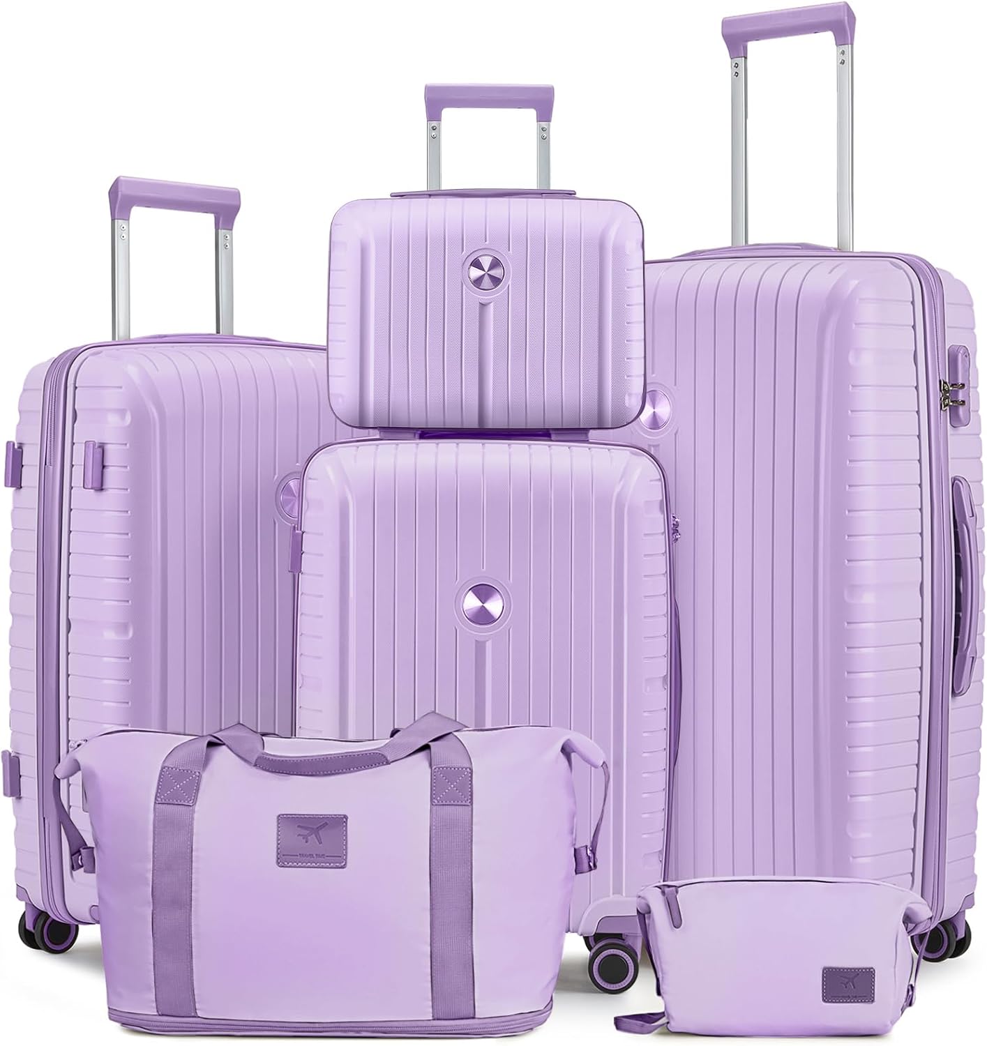 5-piece PP hardshell lightweight travel carry-on luggage set with dual spinner wheels and TSA lock wourant