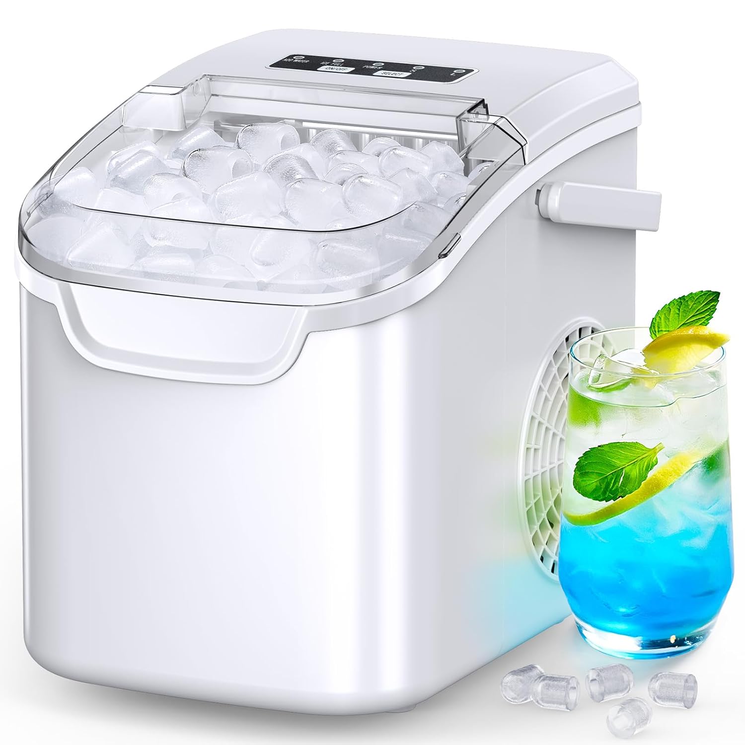 COWSAR Ice Maker Countertop, Portable Ice Machine with Self-Cleaning, 26.5lbs/24Hrs, 9 Bullet Ice Cubes in 6 Mins, Ice Basket and Scoop, Ideal for Home, Kitchen, Bar, Camping woonhhop