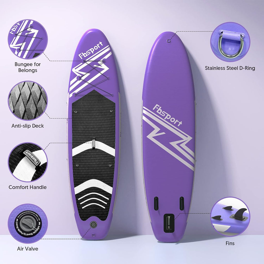 FBSPORT 11' Premium Stand Up Paddle Board, Yoga Board with Durable SUP Accessories & Carry Bag | Wide Stance, Surf Control, Non-Slip Deck, Leash, Paddle and Pump for Youth & Adult wourant