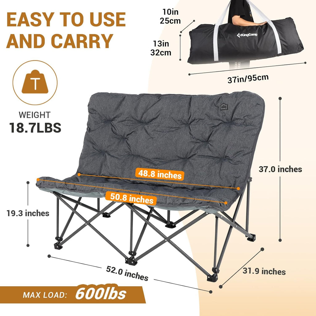KingCamp Butterfly Chair, Oversized Thick Padded Comfy Camping Chairs Portable Folding Chair 400lbs Heavy Duty Seat with High Backrest & Carry Bag for Outdoor Indoor Patio Lawn Home Living Bed Room wourant