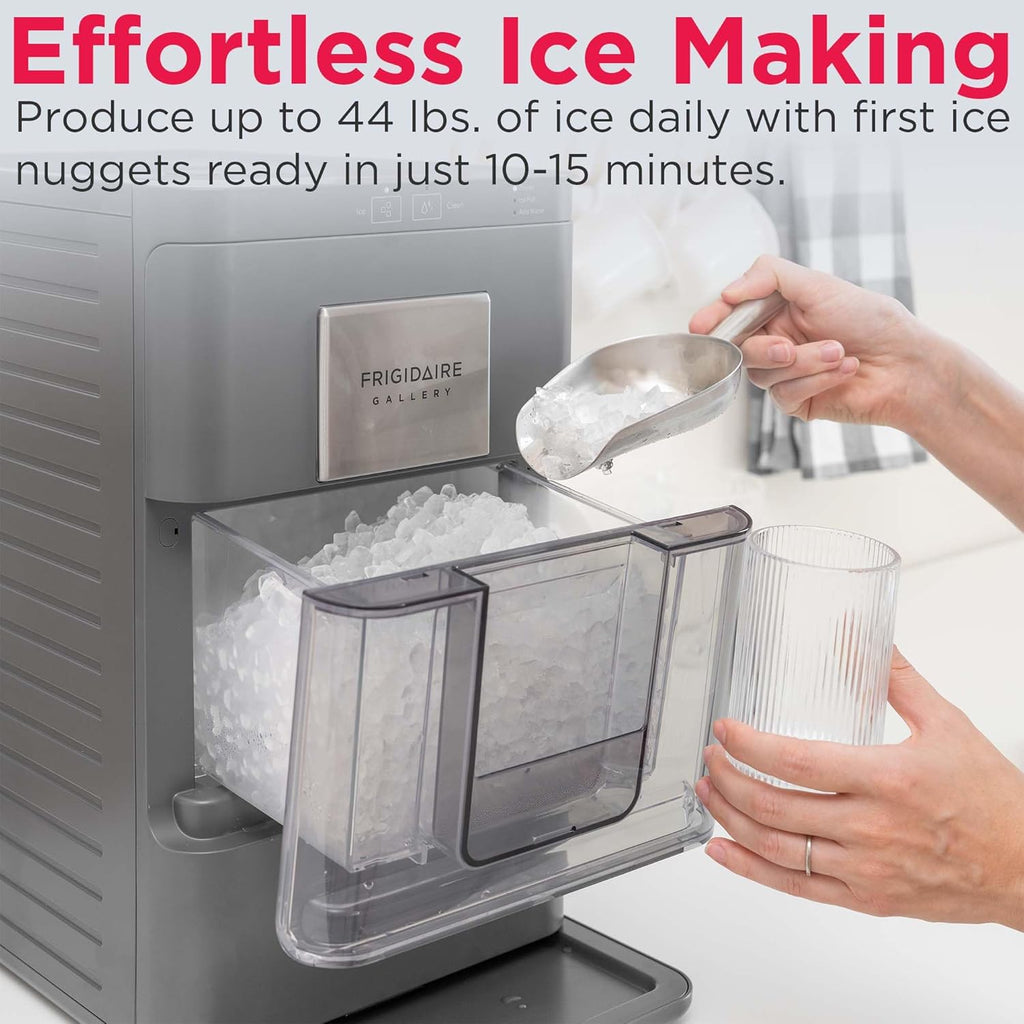 FRIGIDAIRE Gallery Countertop Crunchy Chewable Nugget Ice Maker, 44lbs per Day, Auto Self Cleaning, 2.0 Gen, Black woonhhop