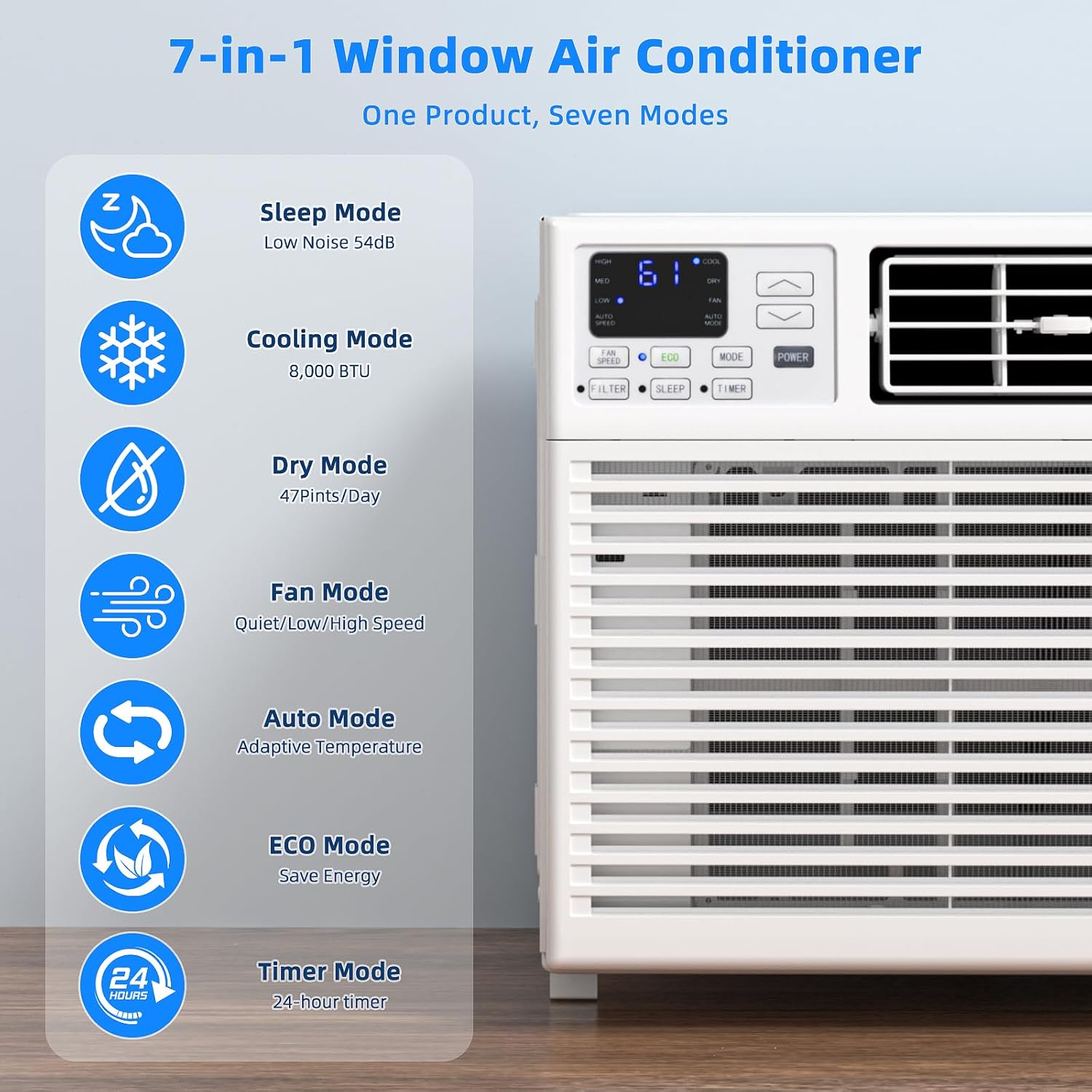 Antarctic Star 12,000 BTU U-Shaped Window Air Conditioner Unit Cools up to 550 Sq.Ft. with 6 Modes 24H Timer, Ultra Quiet Window AC Units wourant