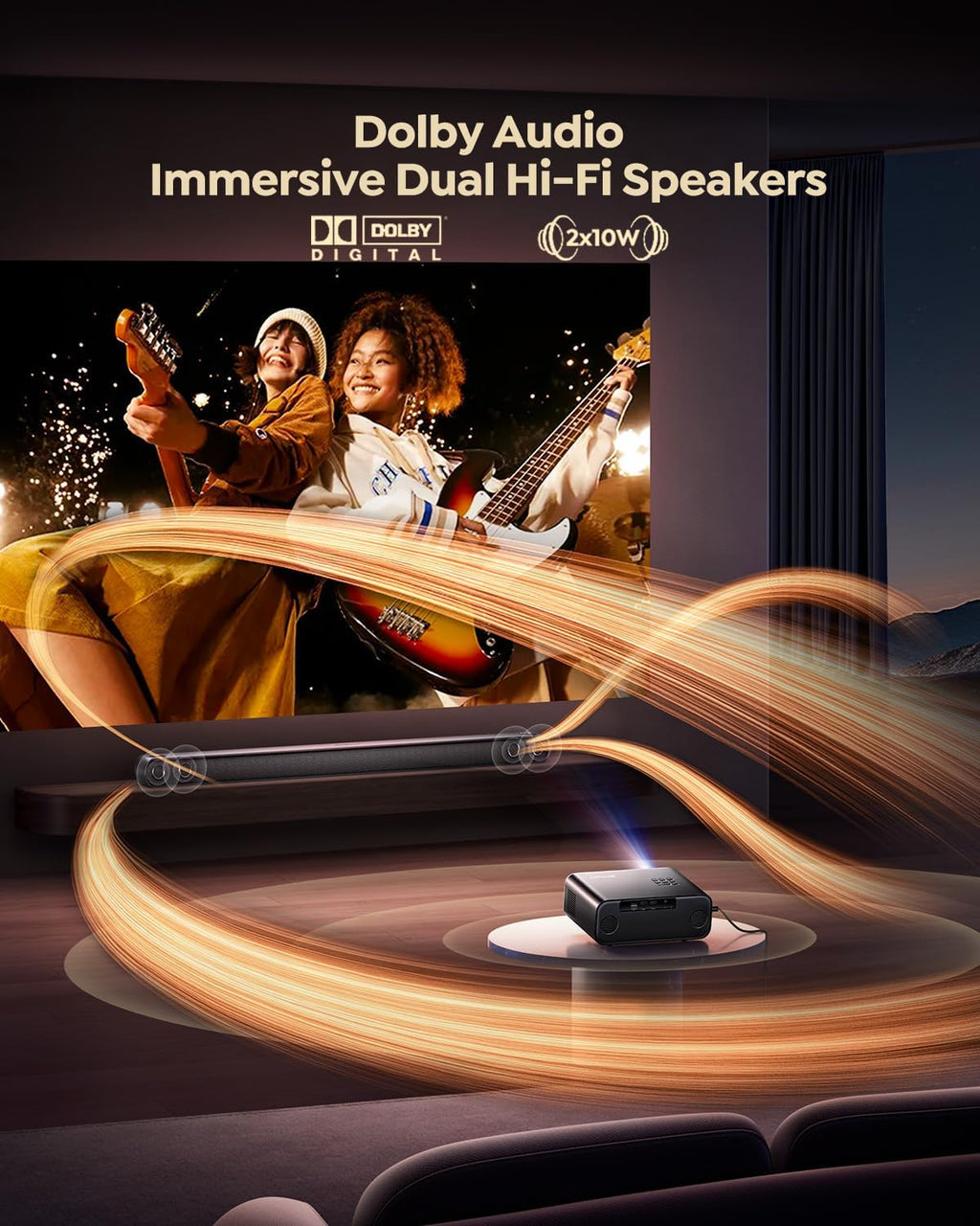 [Built-in Official Apps/4K Support] Smart Outdoor Projector with WiFi and Bluetooth wourant