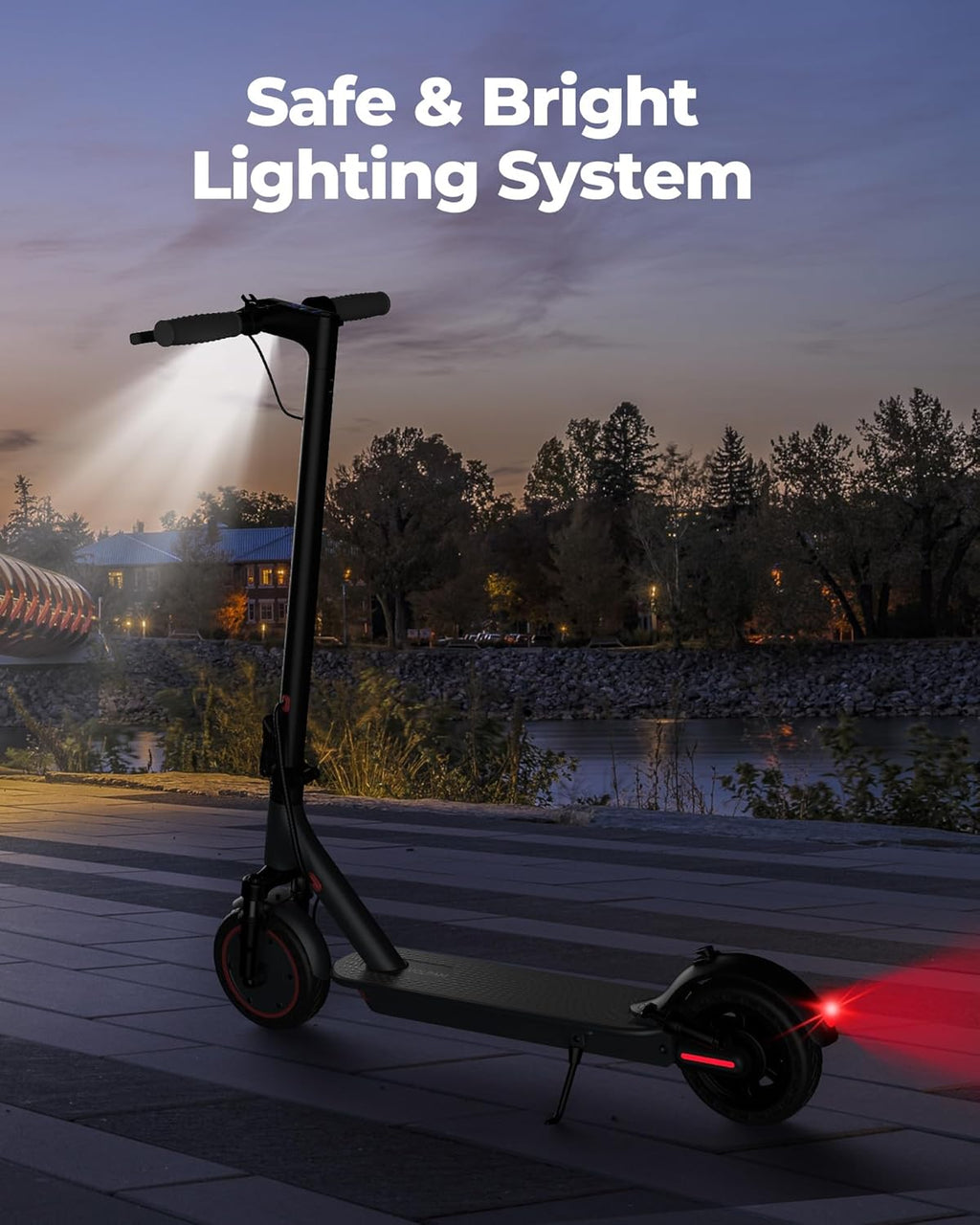 Electric Scooter, 350W/500W Powerful Motor, 8.5"/10" Solid Tires, 19/22Mph, 28/21/12 Miles Range,Dual Braking wourant