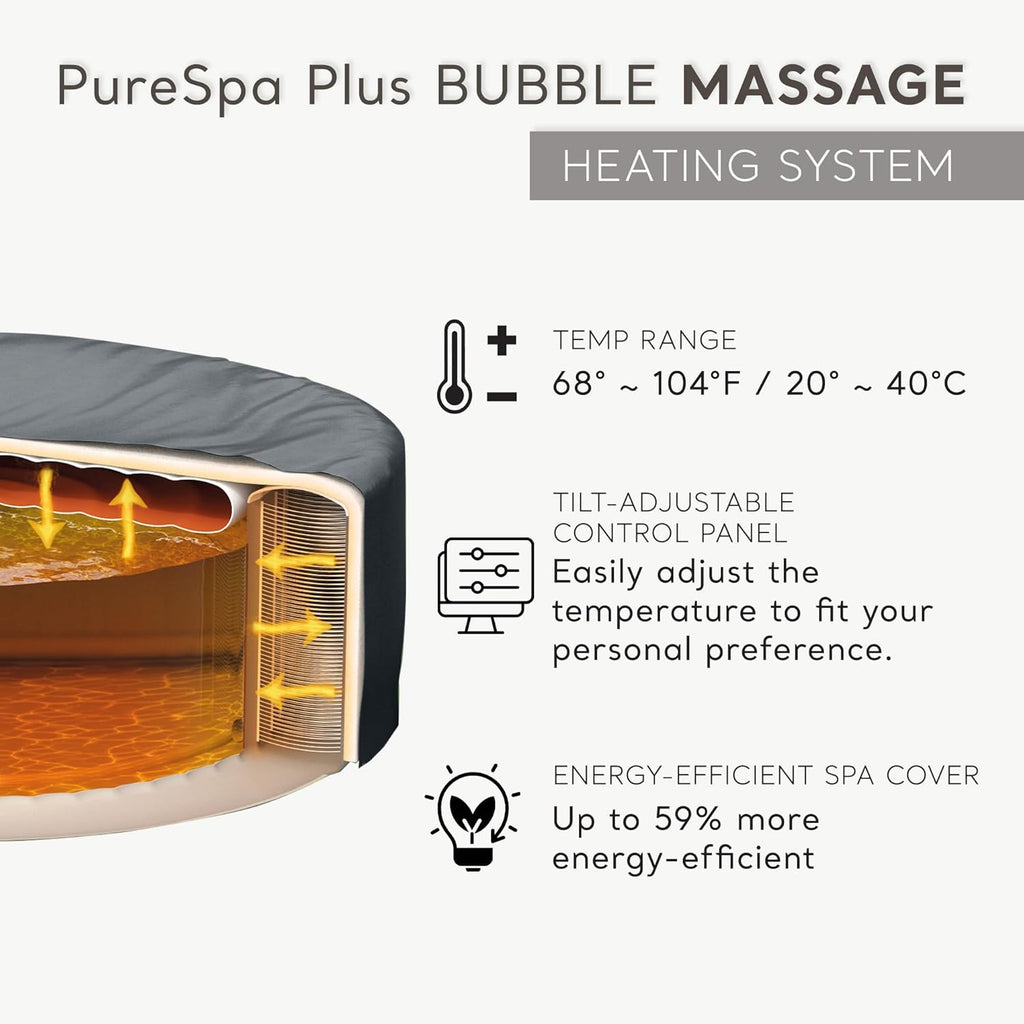 INTEX 28431EP PureSpa Plus Bubble Massage Inflatable Spa Set Includes Energy Efficient Spa Cover wourant