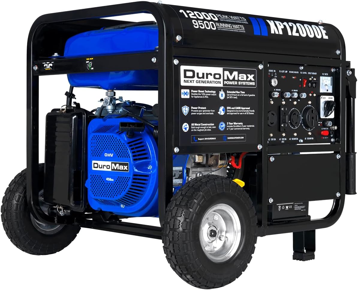 DuroMax XP13000EH 13,000-Watt Dual Fuel Portable Generator Gas & Propane Electric Start wourant