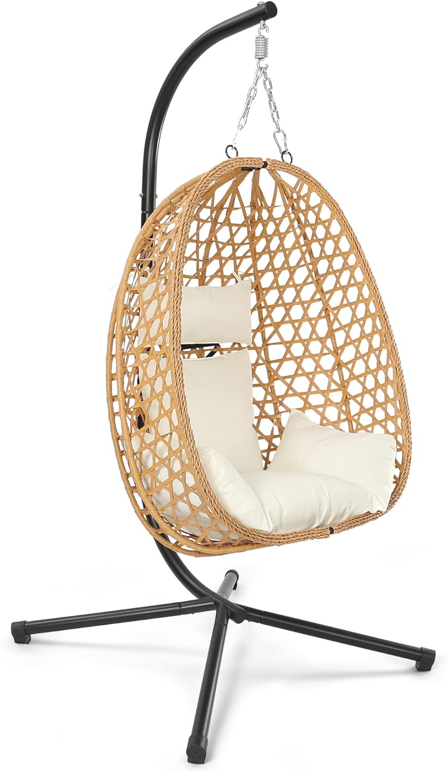 Egg Chair with Stand Patio Wicker Hanging Chair Hammock Swing Chair 350LBS Capacity wourant