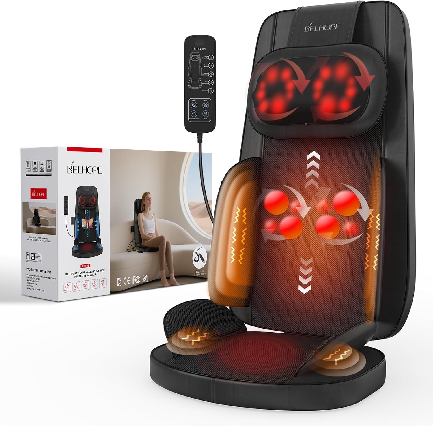 4D Kneading Back Massager Comfortable Chair Back Massager, Home Office Shiatsu Neck Massager Christmas Gift for Men and Women Parents wourant