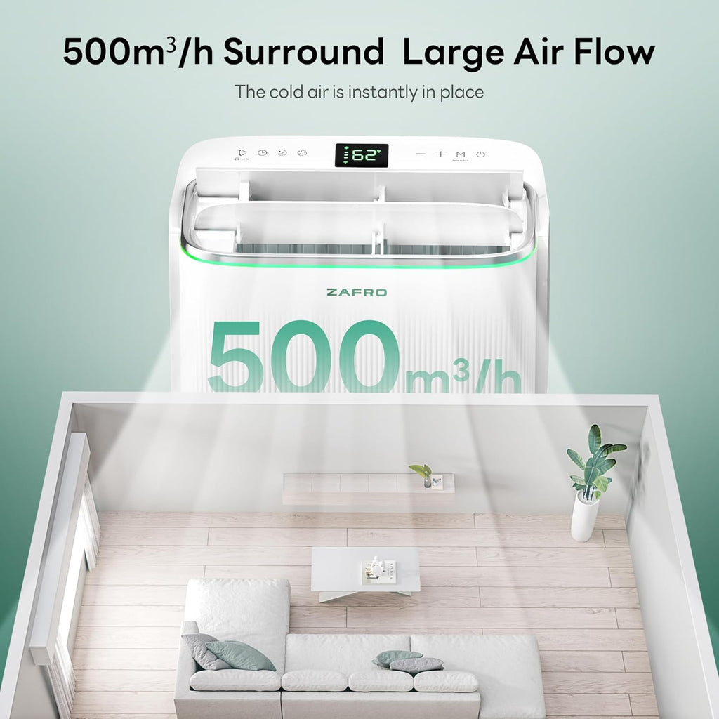 ZAFRO 8,000 BTU Portable Air Conditioners, 4 Modes Portable AC Unit with Fast Cooling/Energy Efficient/Remote/24Hrs Timer for Bedroom/Dorms/Indoor Rooms, White wourant