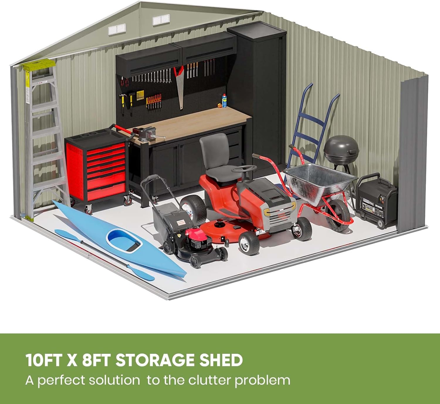 Patiowell 5x3 FT Outdoor Storage Shed Tool Shed with Sloping Roof and Lockable Door Metal Shed wourant