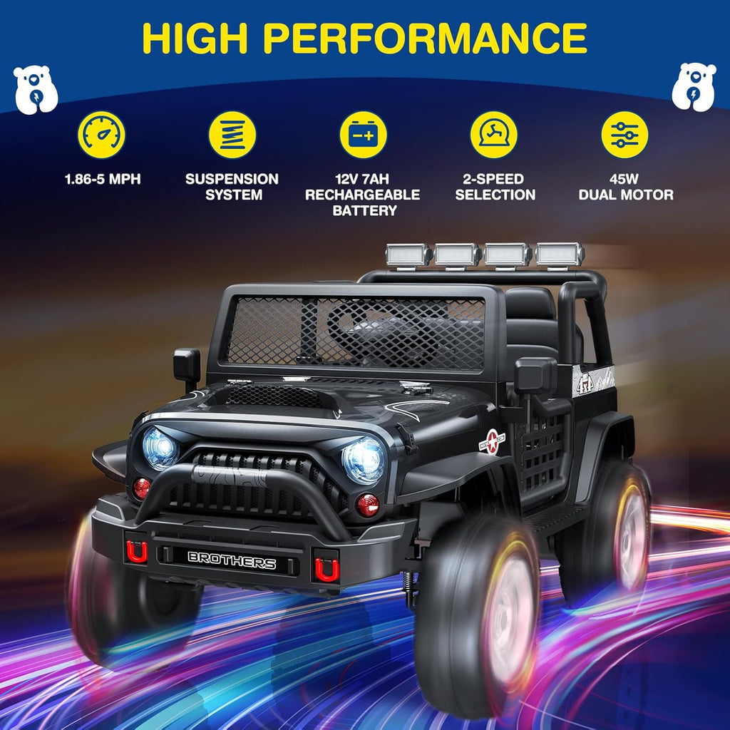 L8 Ride On Car, 2 Seater, 12V Kids Electric Car w/Remote Control, 4-Wheel Suspension, Bluetooth Speaker, Multi Music Modes, 3 Speeds, LED Lights, Xmas & Birthday Gift Ideas for Kids Ages 3+ wourant