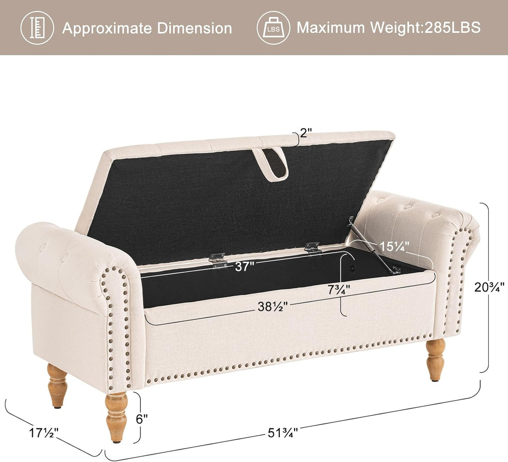 Furniliving Modern Storage Ottoman Bench, Sherpa Ottoman End of Bed Bench with Solid Wood Legs Upholstered Ottoman Benches with Storage Indoor Bench wourant