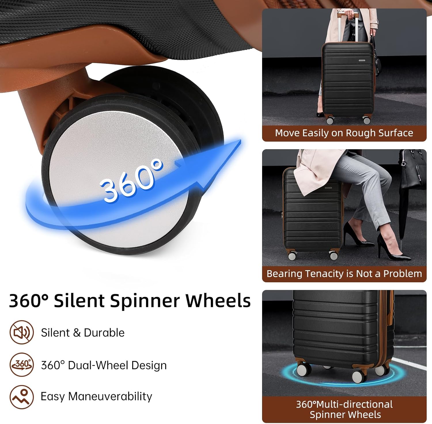 6-piece luggage set, expandable hardshell suitcase set with spinner wheels, lightweight rolling luggage set wourant