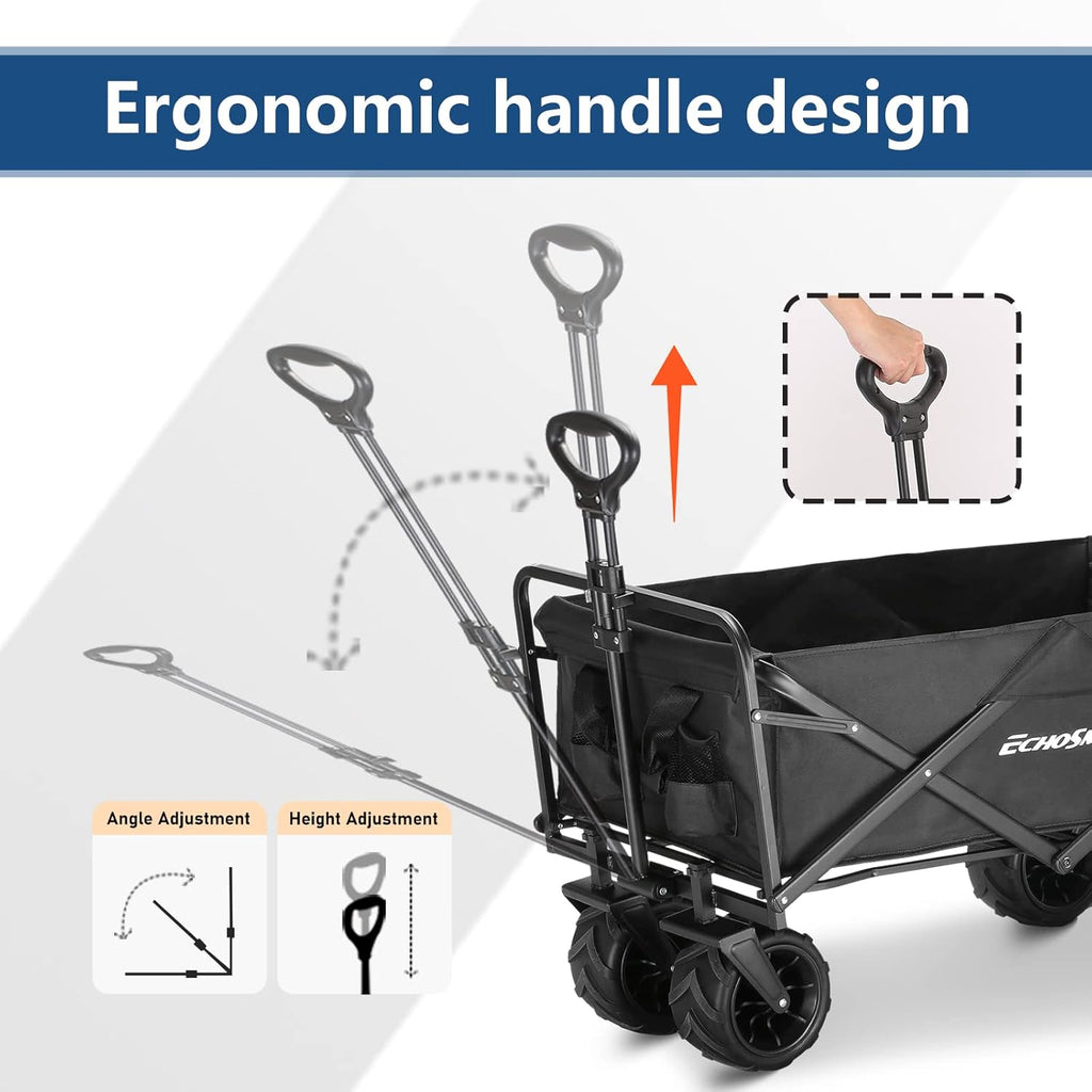 Heavy Duty 350 lb Capacity Foldable Caravan, Outdoor Folding Camping Caravan, Portable Grocery Cart, Adjustable Rolling Cart wourant