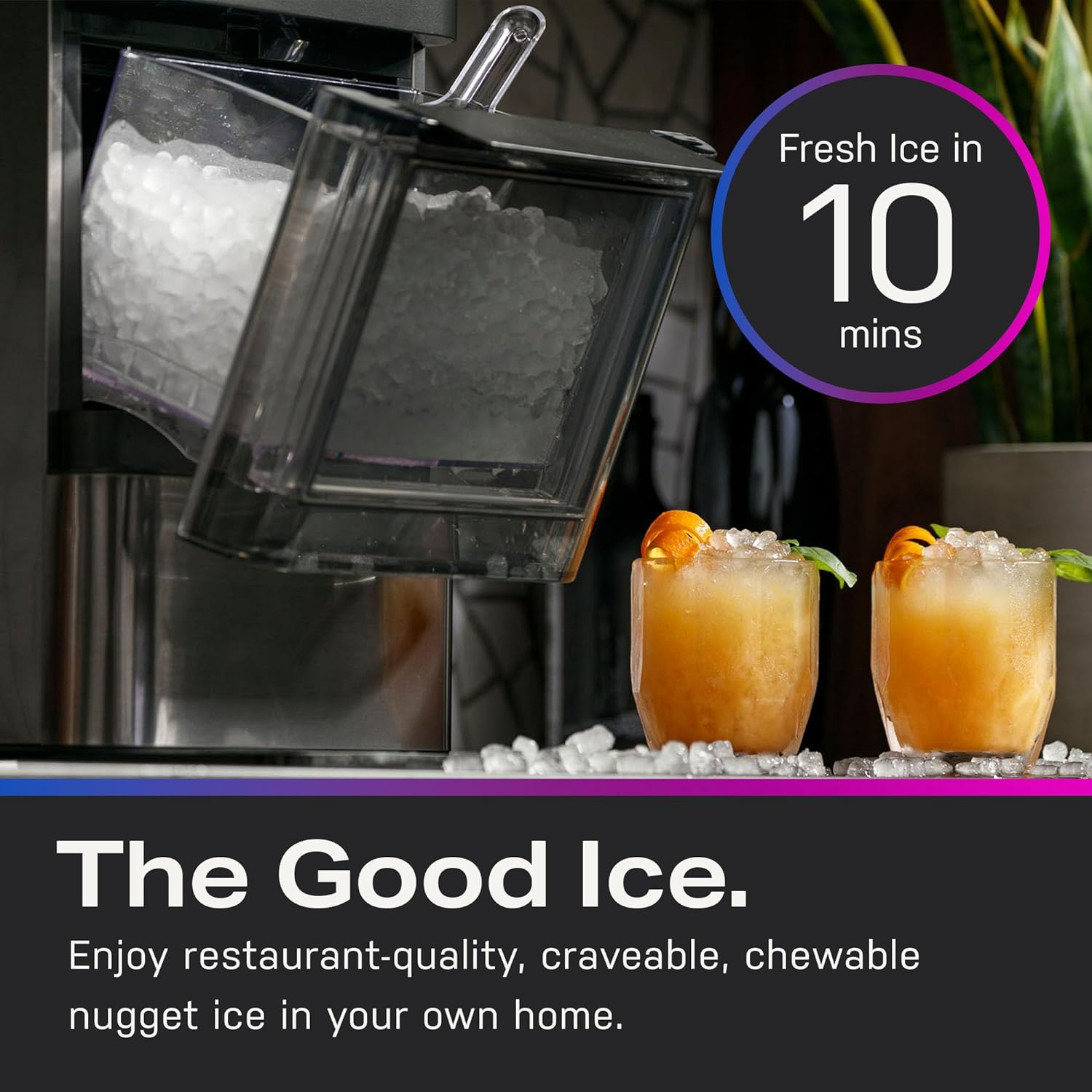 GE Profile Opal 2.0 with 0.75 Gallon Tank, Chewable Crunchable Countertop Nugget Ice Maker, Scoop included, 38 lbs in 24 hours, Pellet Ice Machine with WiFi & Smart Connected, Stainless Steel wourant