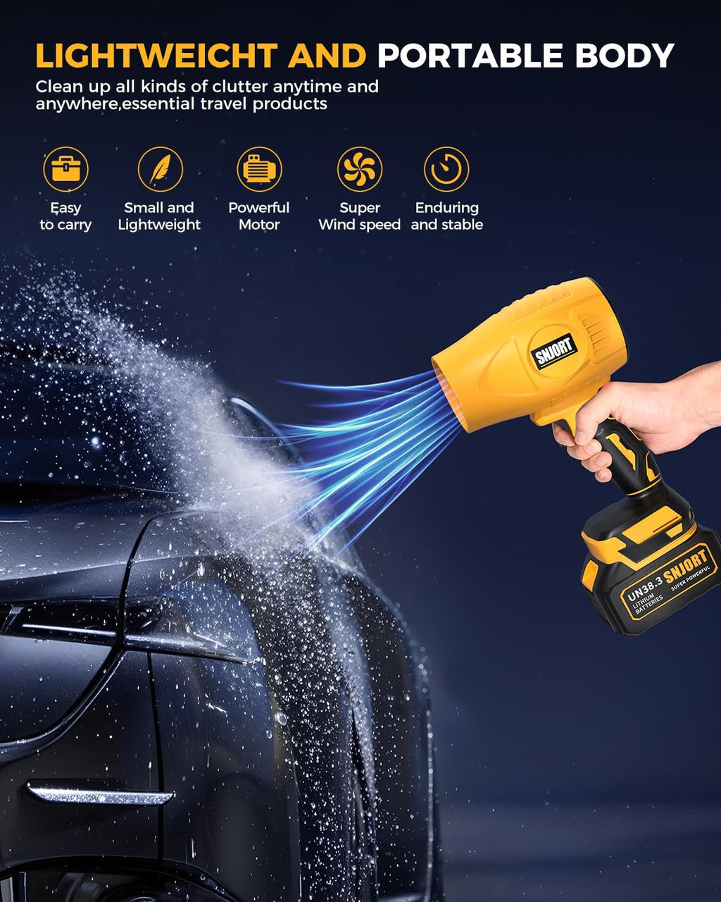 Leaf Blower Cordless with Battery and Charger, 500,000 RPM, Extended Nozzle, Lightweight Handheld Design, Turbo Jet Blower for Patio Cleaning wourant