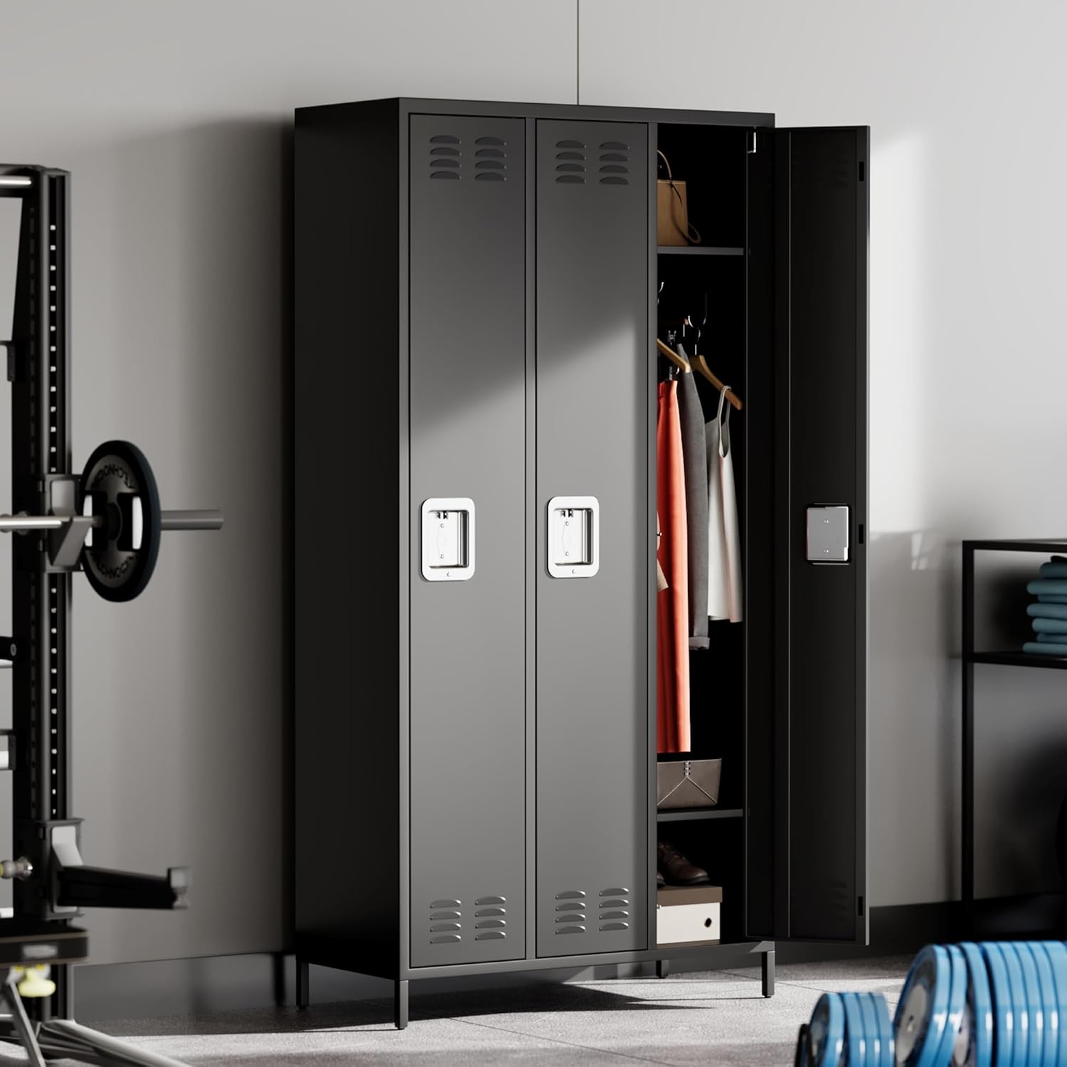 GAOMON Locker for Employees, 6 Doors Locker Cabinet with Hooks, Storage Locker for Home, Office, Gym, School, Assembly Required, Black wourant