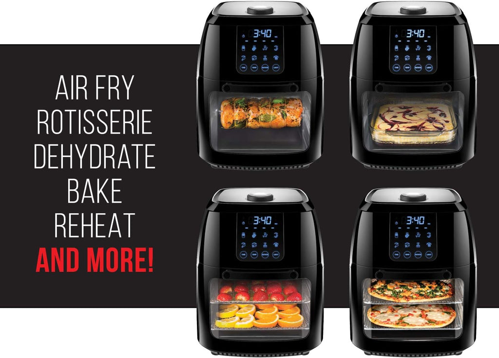 Chefman Compact 6.3-Quart Digital Air Fryer with Rotisserie, Dehydrator, and Convection Oven, 8 Touchscreen Presets wourant