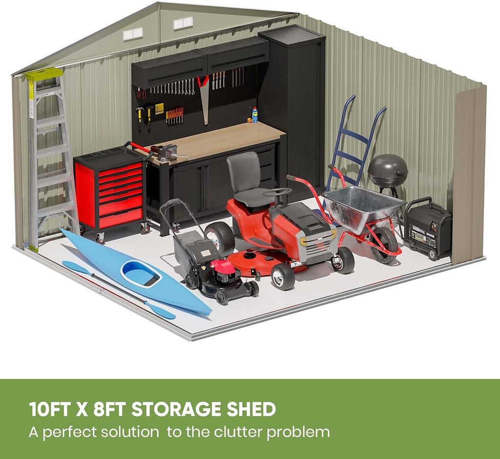 Patiowell 5x3 FT Outdoor Storage Shed Tool Shed with Sloping Roof and Lockable Door Metal Shed wourant