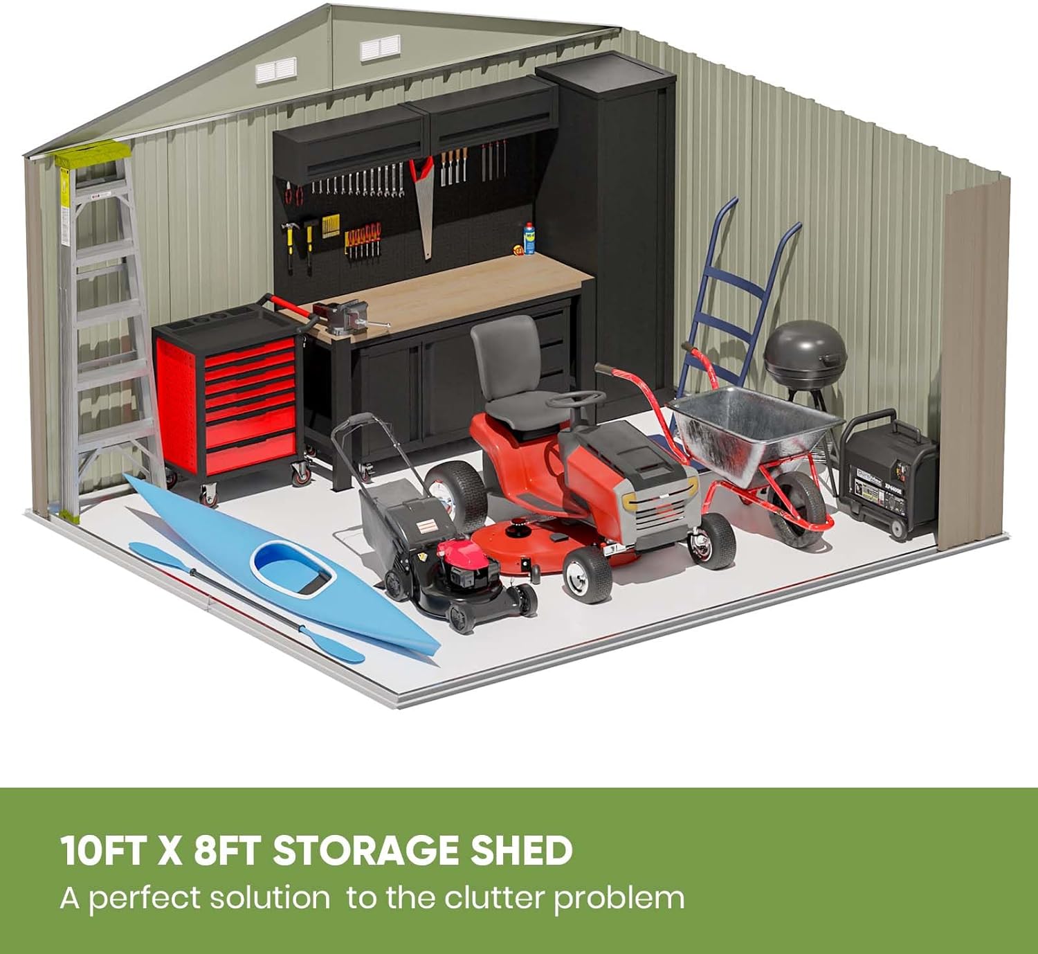 Patiowell 5x3 FT Outdoor Storage Shed Tool Shed with Sloping Roof and Lockable Door Metal Shed wourant