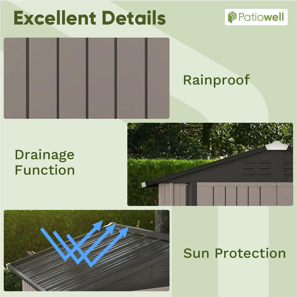 Patiowell 5x3 FT Outdoor Storage Shed Tool Shed with Sloping Roof and Lockable Door Metal Shed wourant