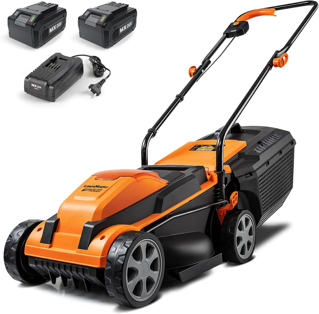 LawnMaster CLM2413A Cordless 13-Inch Lawn Mower 24V Max with 2X4.0Ah Battery and Charger wourant