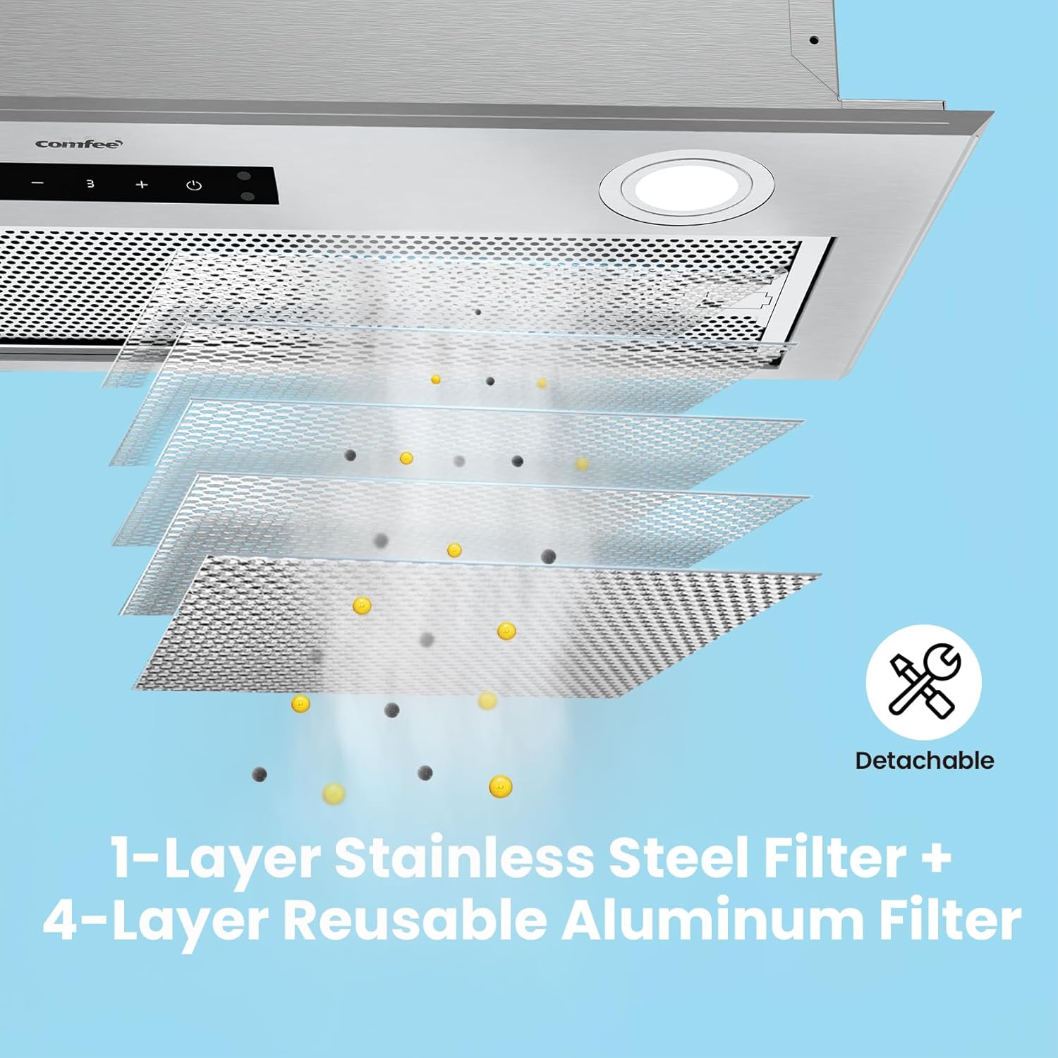 Comfee 30" Under Cabinet Ducted/Ductless Convertible Slim Vent Durable Stainless Steel Kitchen Reusable Filter wourant