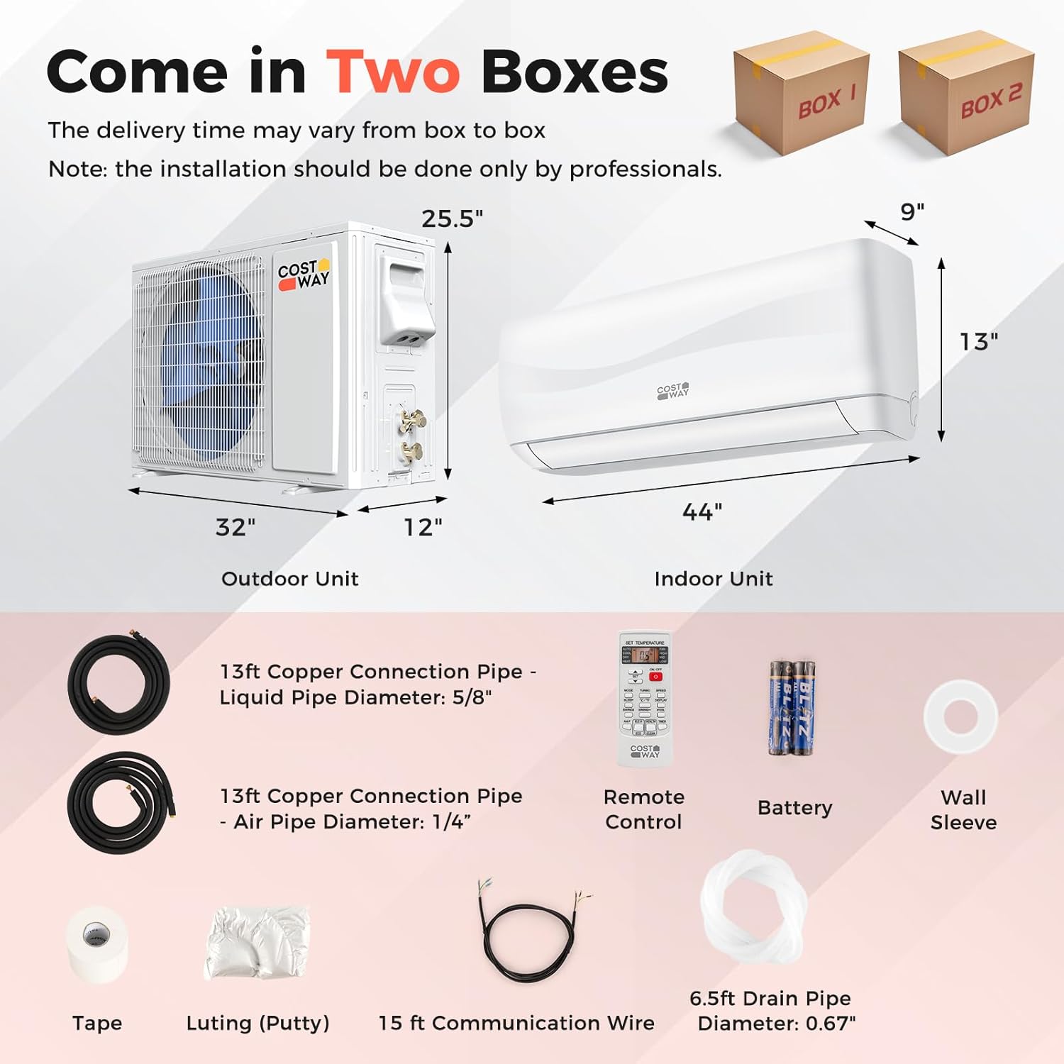 COSTWAY 12000BTU Mini Split Air Conditioner& Heater, 20 SEER2 115V Wall-Mounted Ductless AC Unit Cools Rooms up to 750 Sq. Ft, Energy Efficient Inverter AC with Heat Pump (Blast Series) wourant