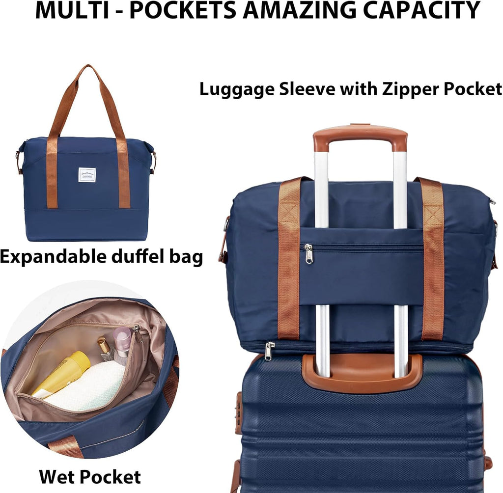 LONG VACATION 6 Piece Luggage Set Carry on Suitcase with ABS+PC hardshell, Spinner Wheels & YKK Zipper TSA Lock wourant
