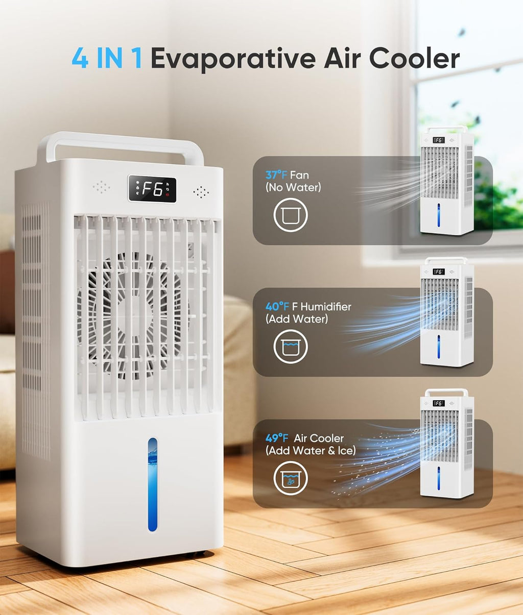 Windowless Portable Air Conditioners, Evaporative Air Cooler w/3 Modes & 3 Speeds, 12H Timer for Smart Auto-off, 2-Gal Tank for 20H Cooling,16FT Remote,No Hose Needed,46db Swamp Cooler wourant