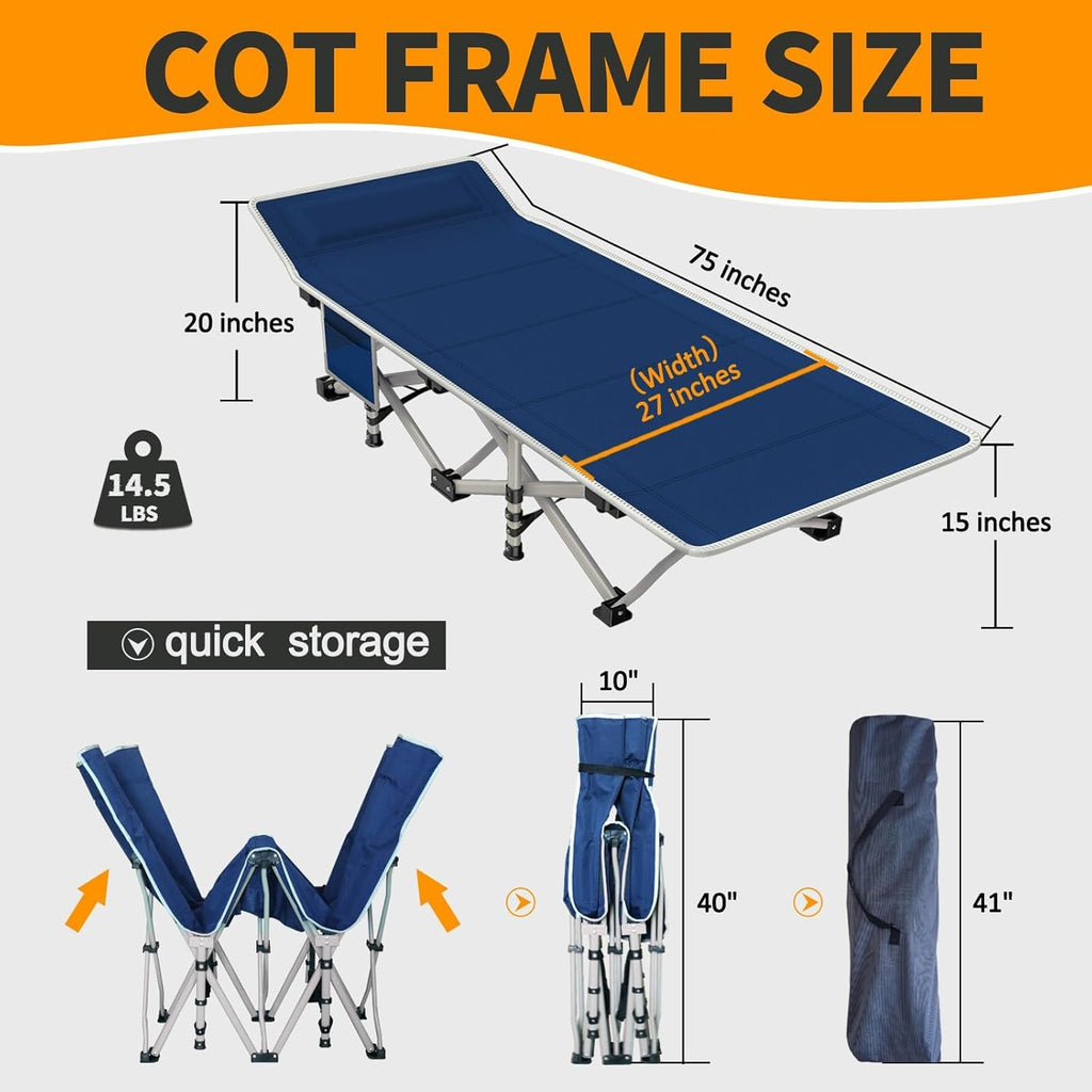 2 Pack Camping Cot with Mattress Comfortable Cot Bed Folding Cot Heavy Duty Cots for Sleeping with Carry Bag for Adults Kids Guest Bed Outdoor Indoor Home wourant