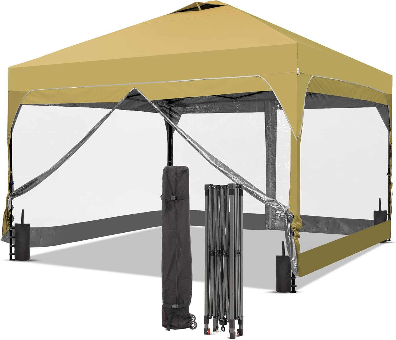 GDY 12x12 Pop Up Canopy Tent with 4 Sidewalls, Easy Set up with One Push Lift Gazebo wourant
