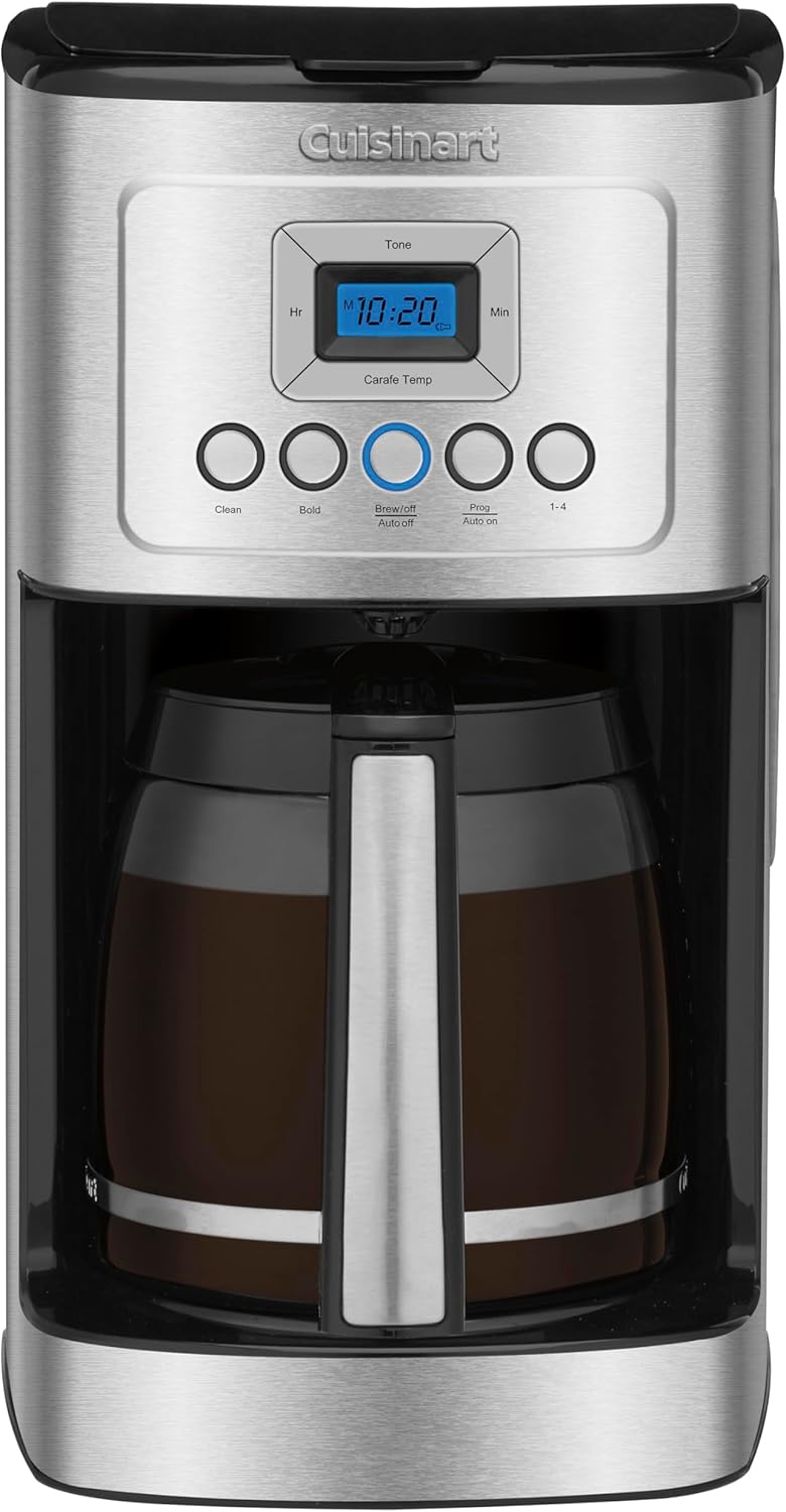 Cuisinart 14-Cup Coffee Maker, Programmable PerfecTemp Glass Carafe Coffee Machine with 1-4 Cup Setting, Brew Strength Control and Pause, Stainless Steel, DCC-3200BKSNAS, Black woonhhop