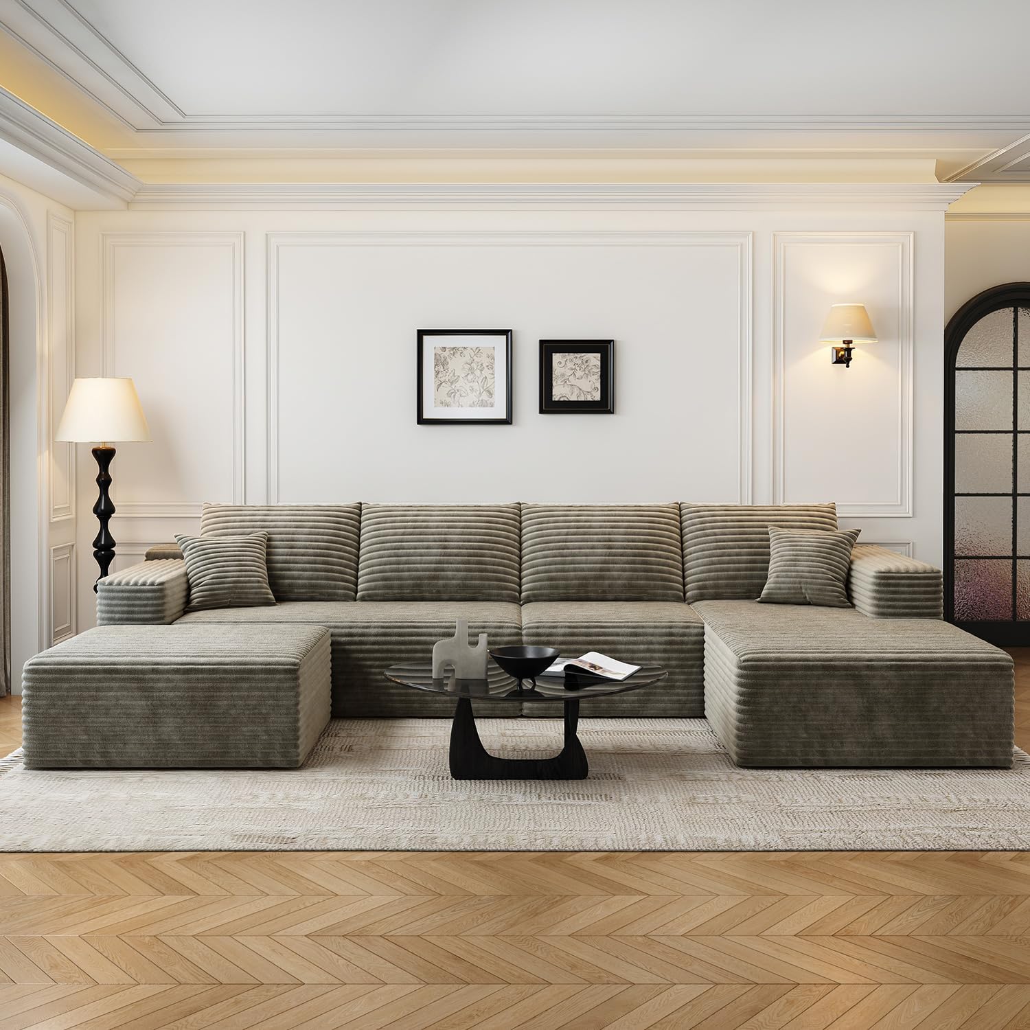107.5 inch Cloud Modular Sectional Sofa with L-Shaped Chaise Lounge, Modern Minimalist Upholstered Sofa Deep Seating Corner Sofa wourant
