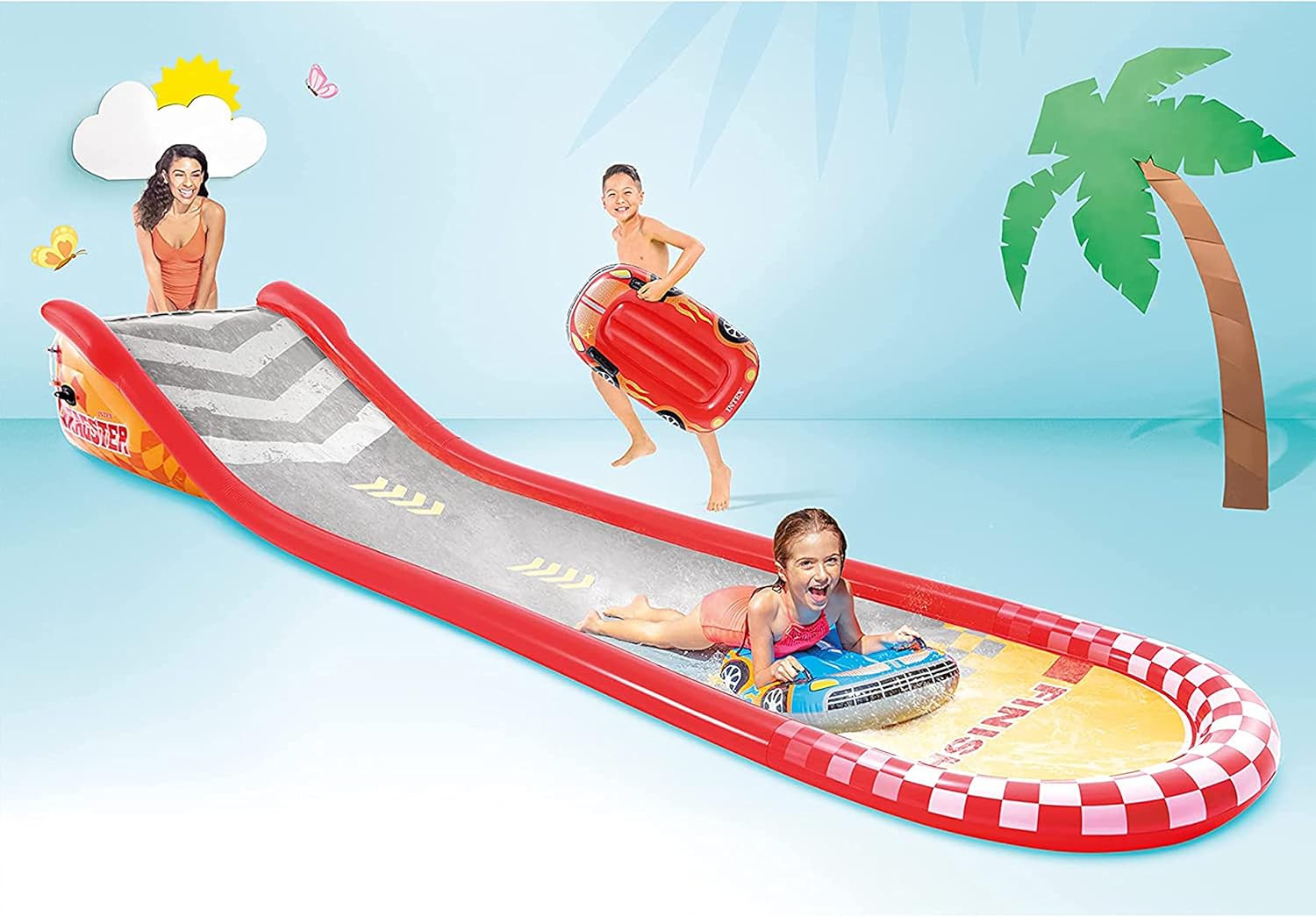 Intex 96" x 78" x 28" Inflatable Jungle Adventure Play Center Spray Kiddie Pool - Backyard Kids Water Slide, Outdoor Blow-Up Splash Pad for Toddlers wourant
